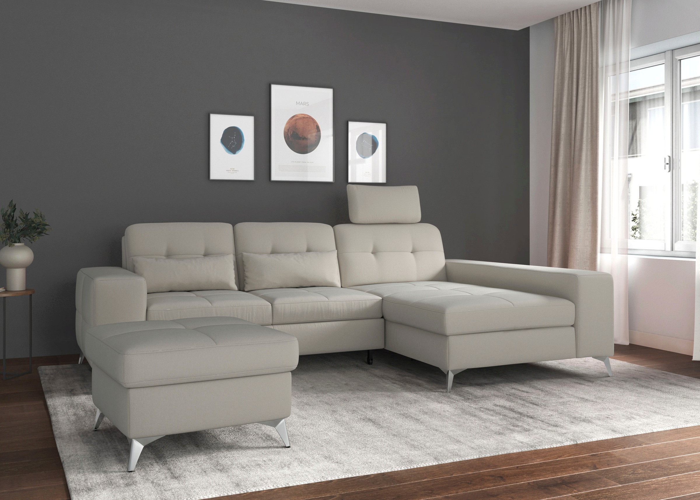 sit&more Ecksofa »Baviene L-Form«, inklusive Sitztiefenverstellung und Federkern, wahlweise Bettfunktion