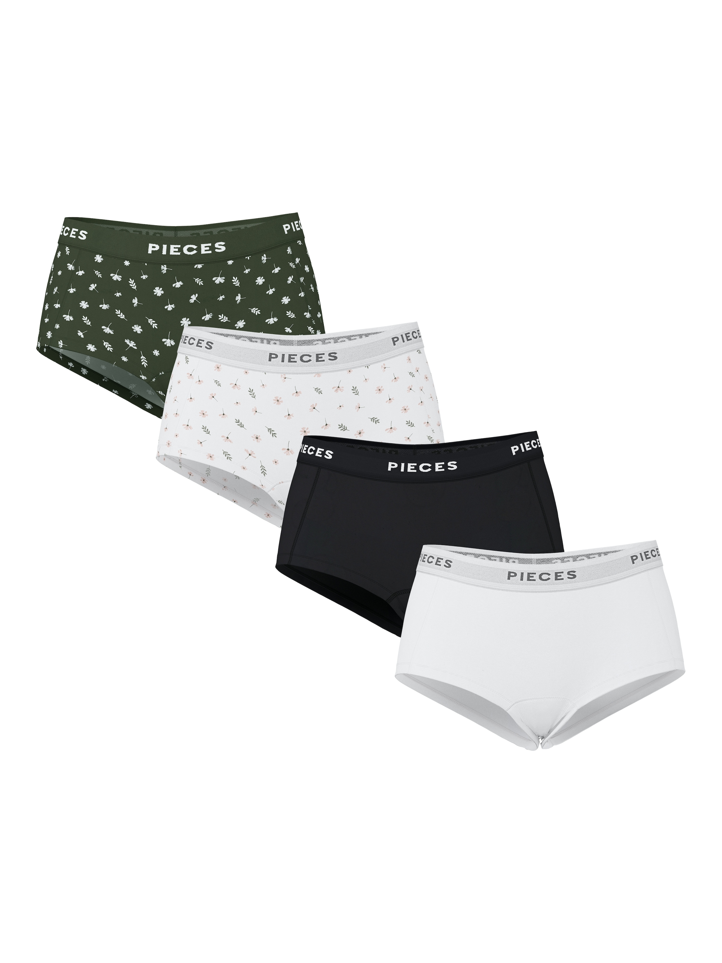 pieces Hipster »PCLOGO LADY 4 PACK AOP/SOLID NOOS BC«, (Packung, 4 St.)
