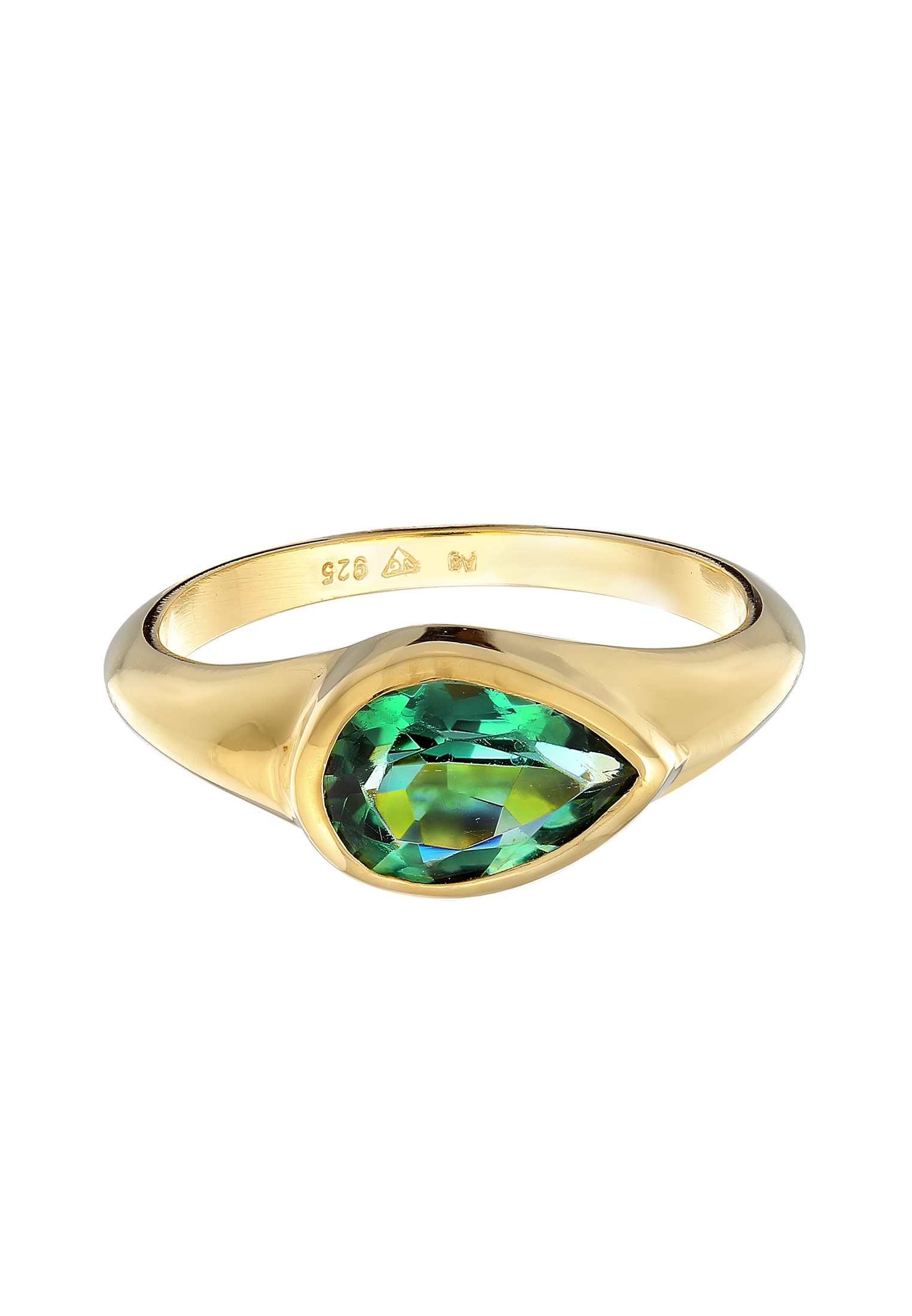 Elli Premium Silberring »Ring Quarz Grün Klassik 925 Silber vergoldet«