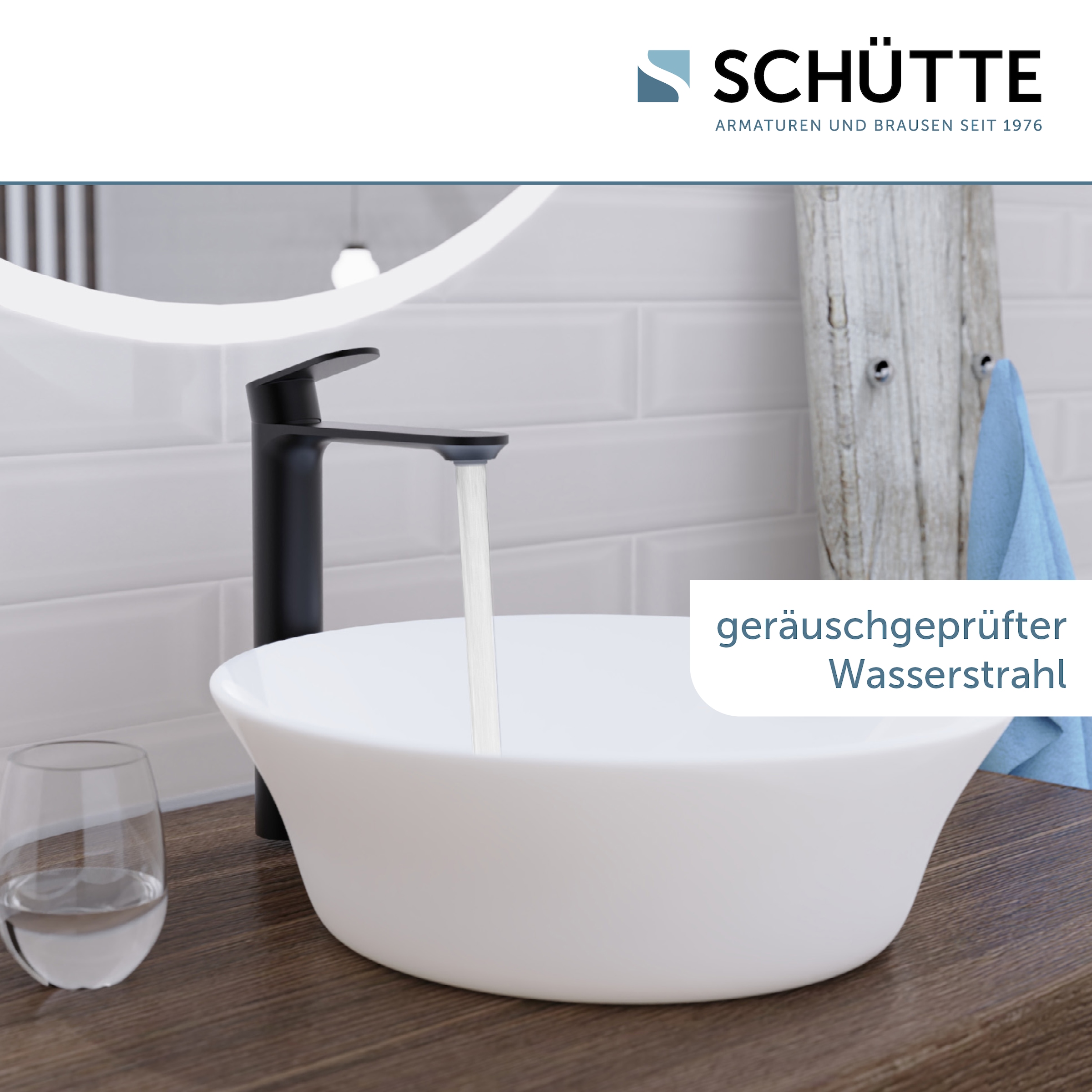 Schütte Waschtischarmatur »MONTANA« Hoher Auslauf Aufsatzwaschbecken Energiesparende Cold-Start-Funktion