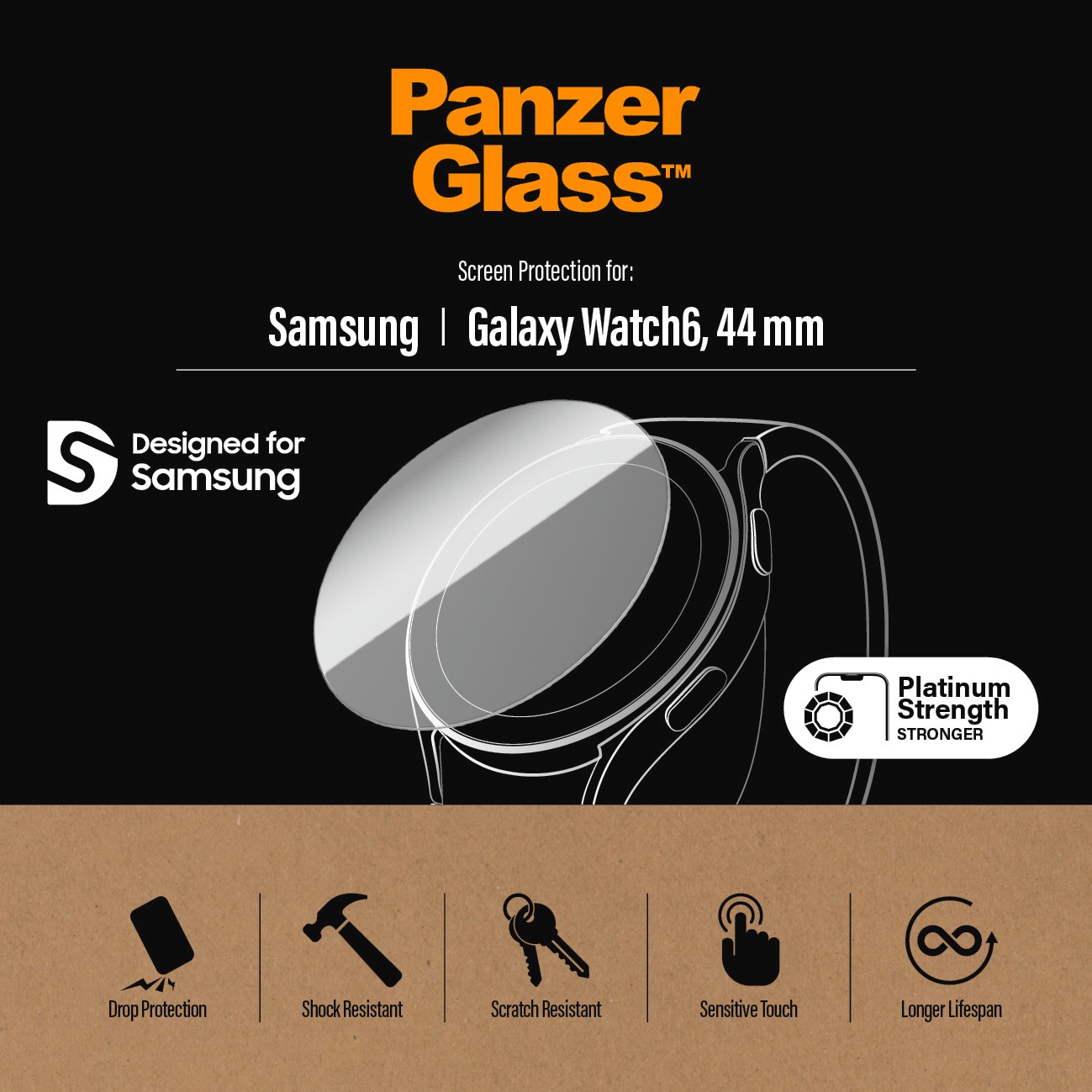 PanzerGlass Displayschutzglas »Screen Protector«, für Samsung Galaxy Watch 6, 44 mm, Displayschutz, Bildschirmschutz, Schutzfolie, Displayschutzfolie