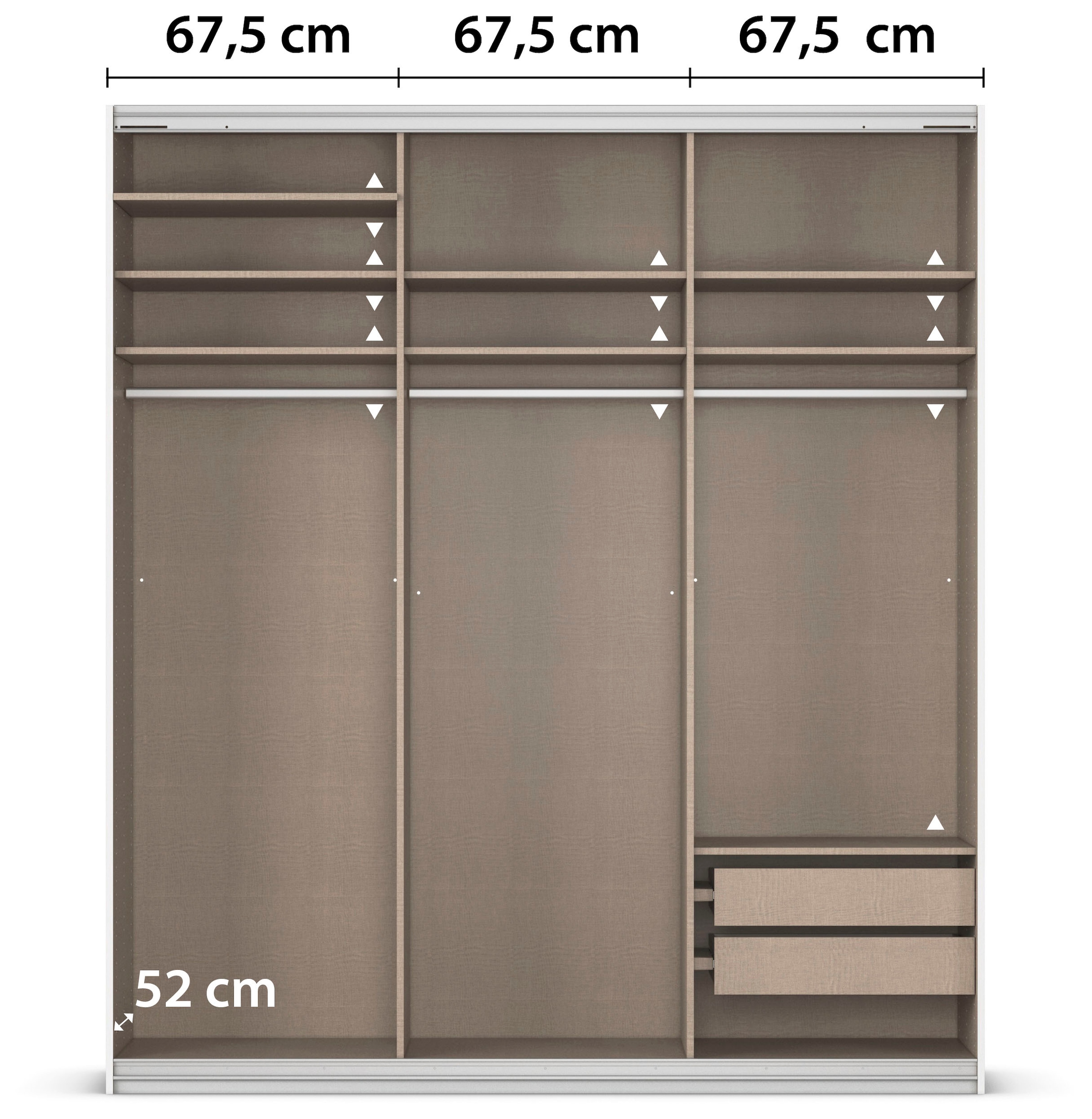 rauch Schwebetürenschrank »Kleiderschrank Schrank Garderobe KOLUNA mit hochwertiger Glasfront« 3 Ausstattungen BASIC/CLASSIC/PREMIUM (inkl. SOFT-CLOSE-FUNKTION),  Breiten 203/271/315/360 cm Höhen 210/229 cm MADE IN GERMANY