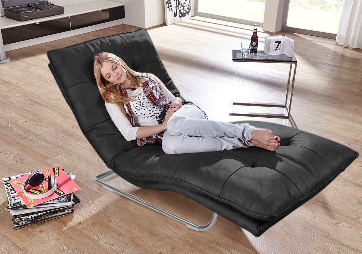 W.SCHILLIG Relaxliege »daily dreams« in Waffelkissen-Optik, wahlweise mit Motor, Freischwingergestell