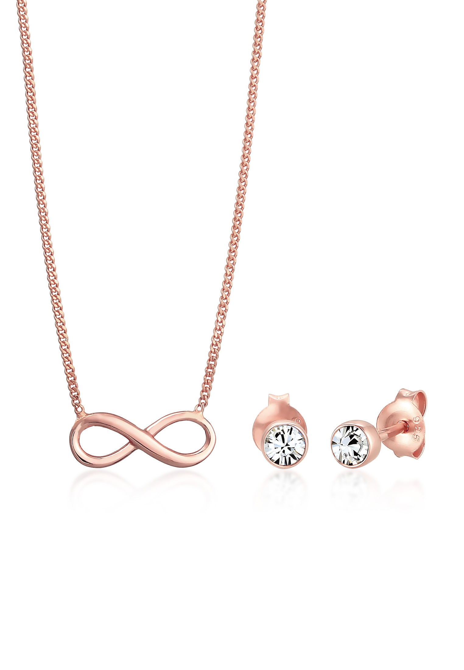 Elli Ohrring und Ketten Set »Schmuckset Infinity Ohrstecker Kristalle Silber«