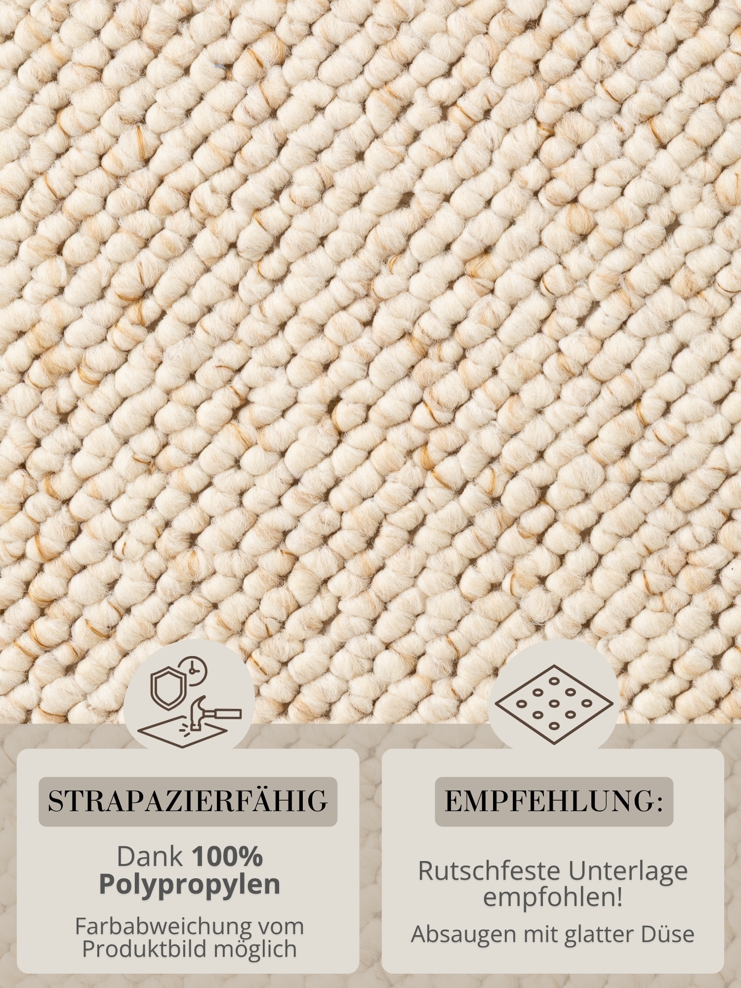 HANSE Home Teppich »Wolly 2« rechteckig 12 mm Höhe Flachgewebe, Läufer, Skandi, Woll-Optik, Esszimmer, Wohnzimmer, Flur