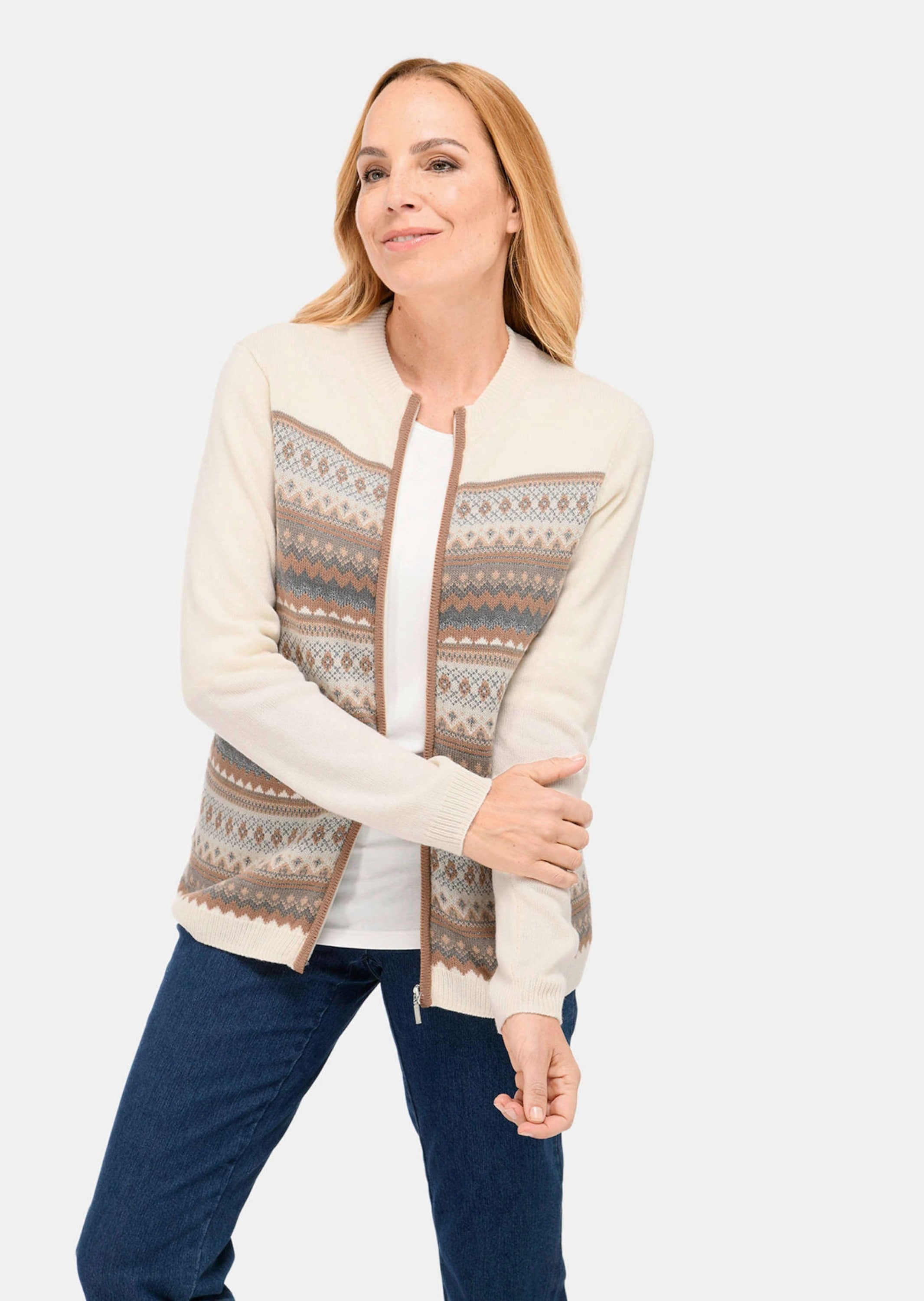 GOLDNER Strickjacke »Jacke Norwegerstrickjacke mit wärmender Schurwolle«