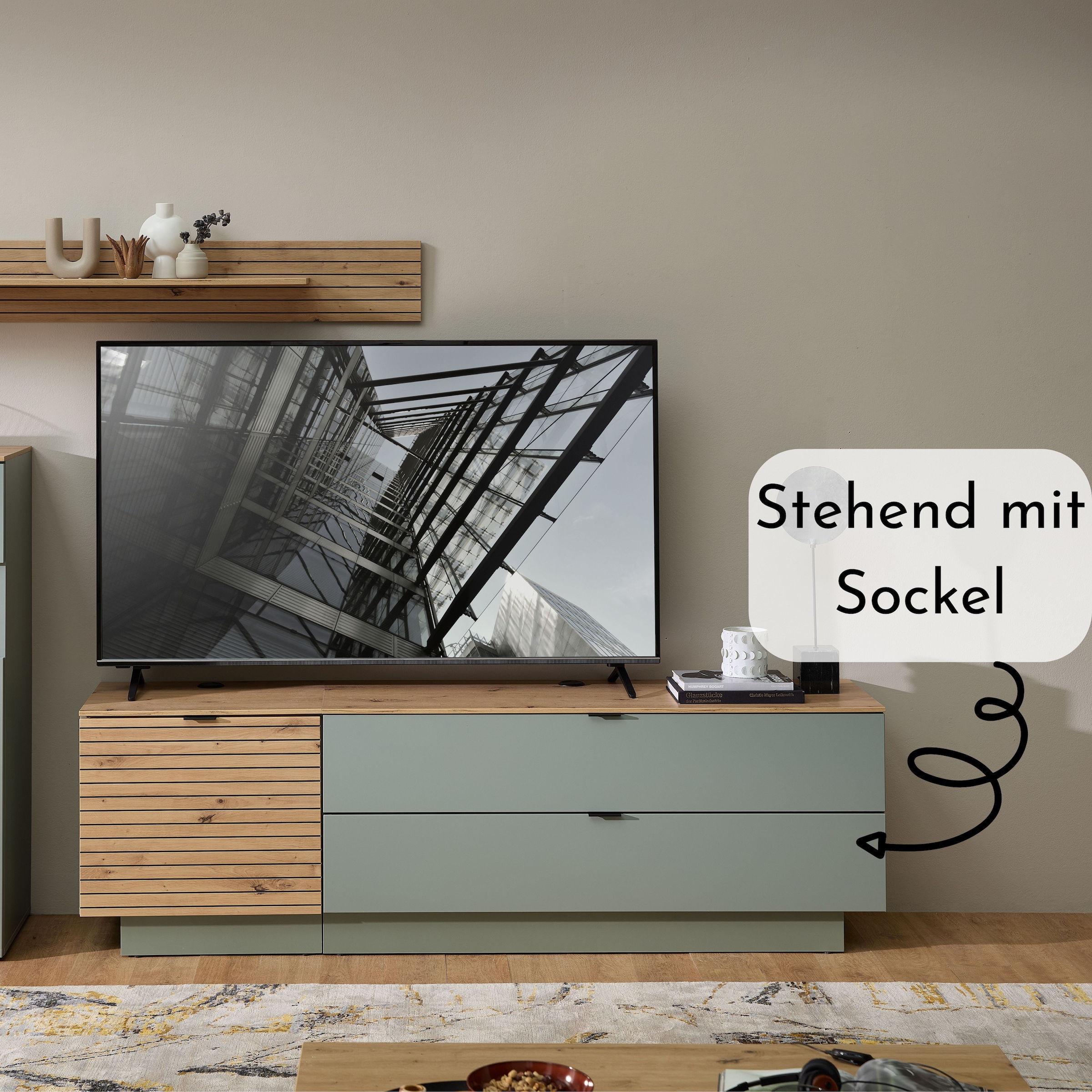 Innostyle TV-Schrank »INA TV-Lowboard, 140 x 51 x 44 cm (B/H/T)« 1 Stk. tlg. stehend/hängend verwendbar, Klappe, Schubkasten, Softclose