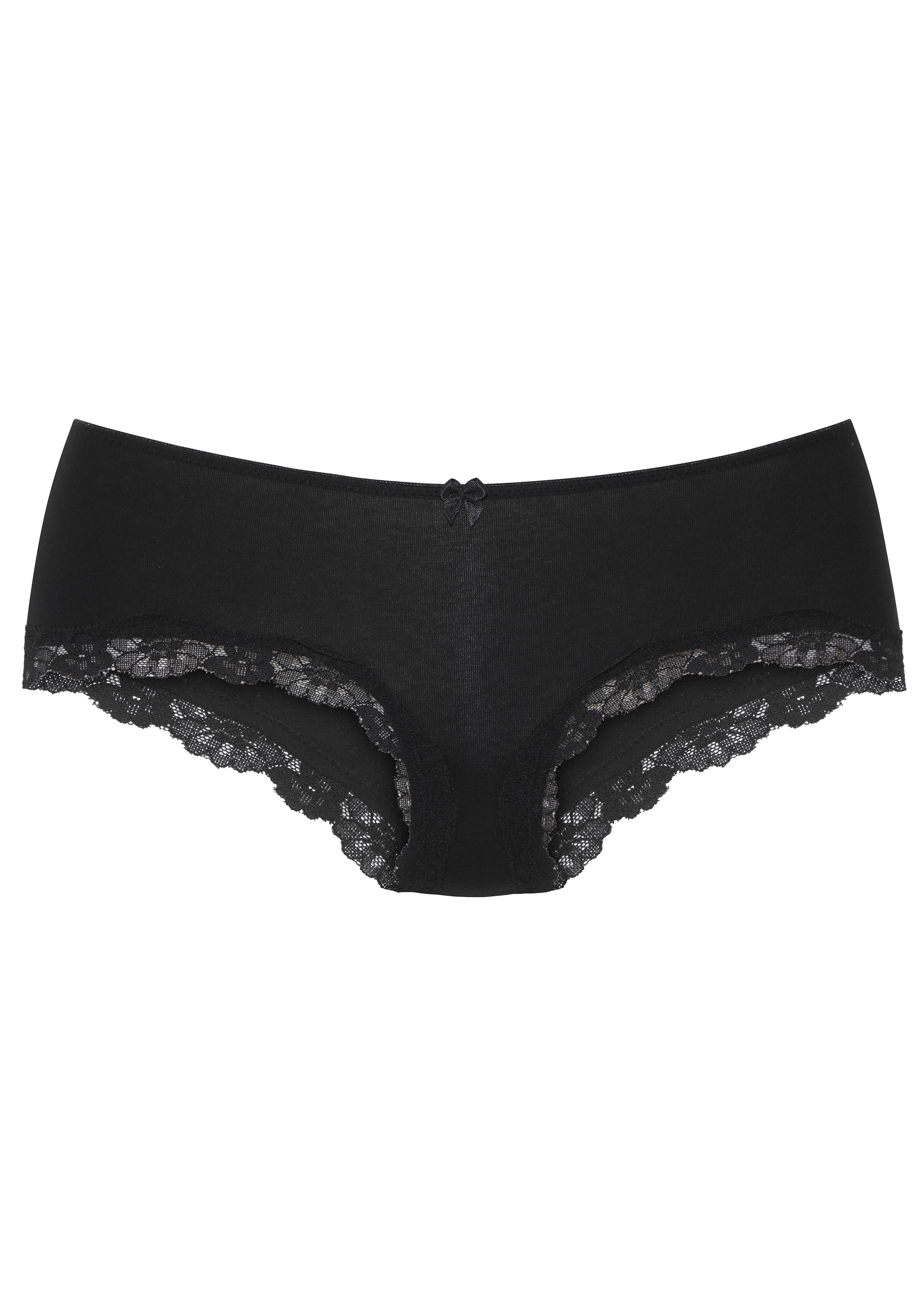 LASCANA Panty 3er-Pack,  aus elastischer Baumwolle mit zarter Spitze
