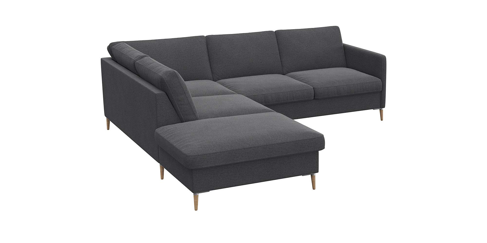 FLEXLUX Ecksofa »Fiore, L-Form, super bequem durch Kaltschaum im Sitz« schmale Armlehnen, Füße Alu/Eiche, B/T 234/225 cm