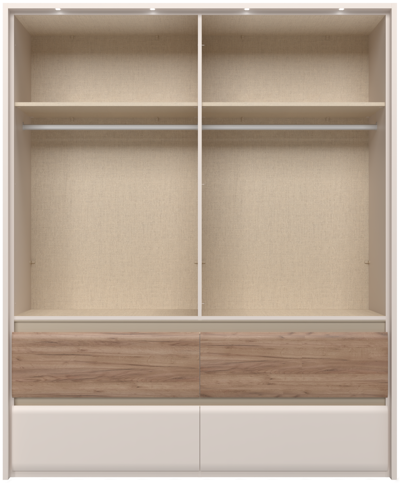 PLACES OF STYLE Kleiderschrank »Invictus, UV lackiert, FSC-zertifiziert, grifflose Optik« abgerundete Schubladen aus MDF im Holzdekor, soft-close,  mit Beleuchtung und Spiegel, in 4 Breiten, hoher Schrank (226cm)