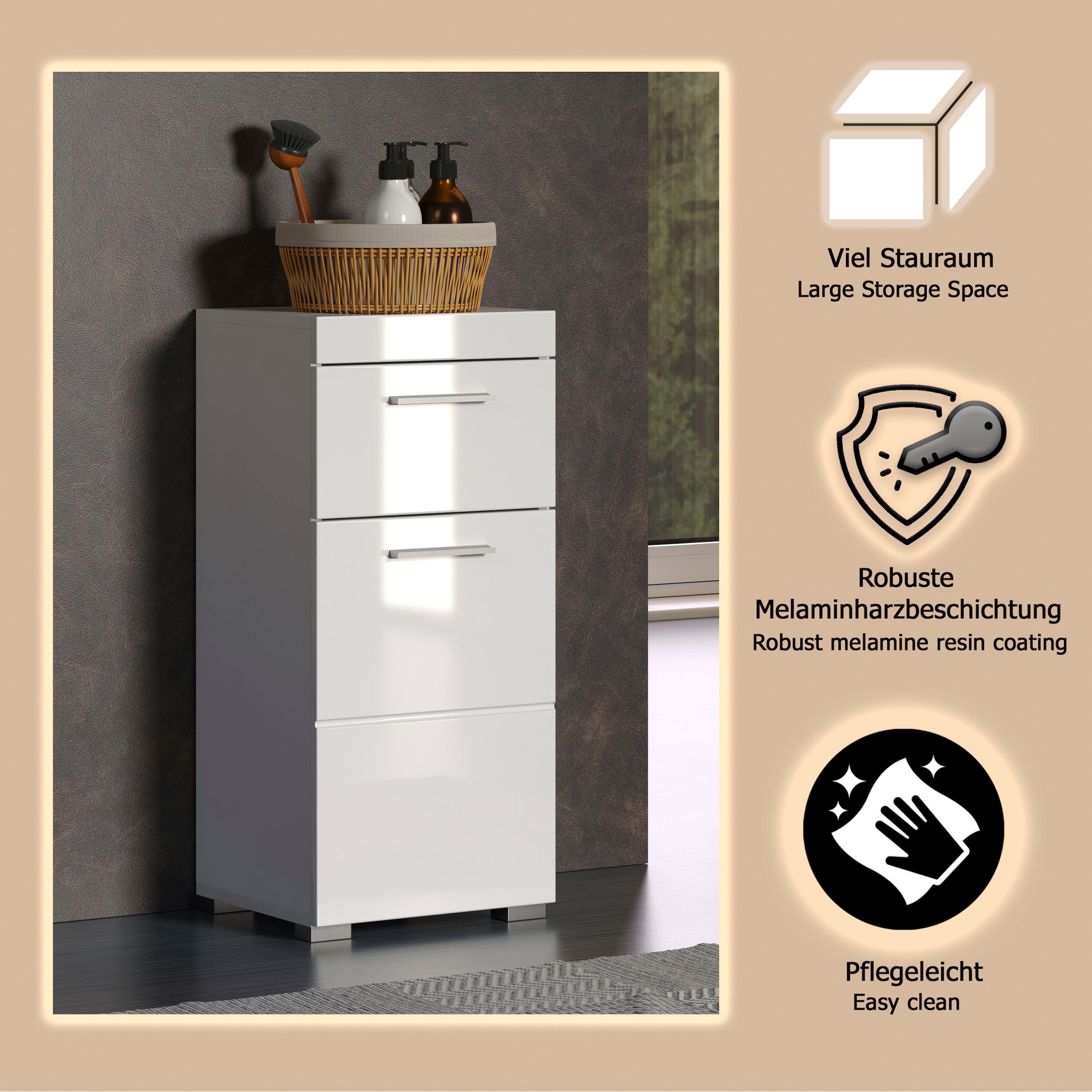 welltime Unterschrank »Avena« Badezimmerkommode mit 1 Schublade und 1 Tür - (B/T/H) 37/31/79 cm