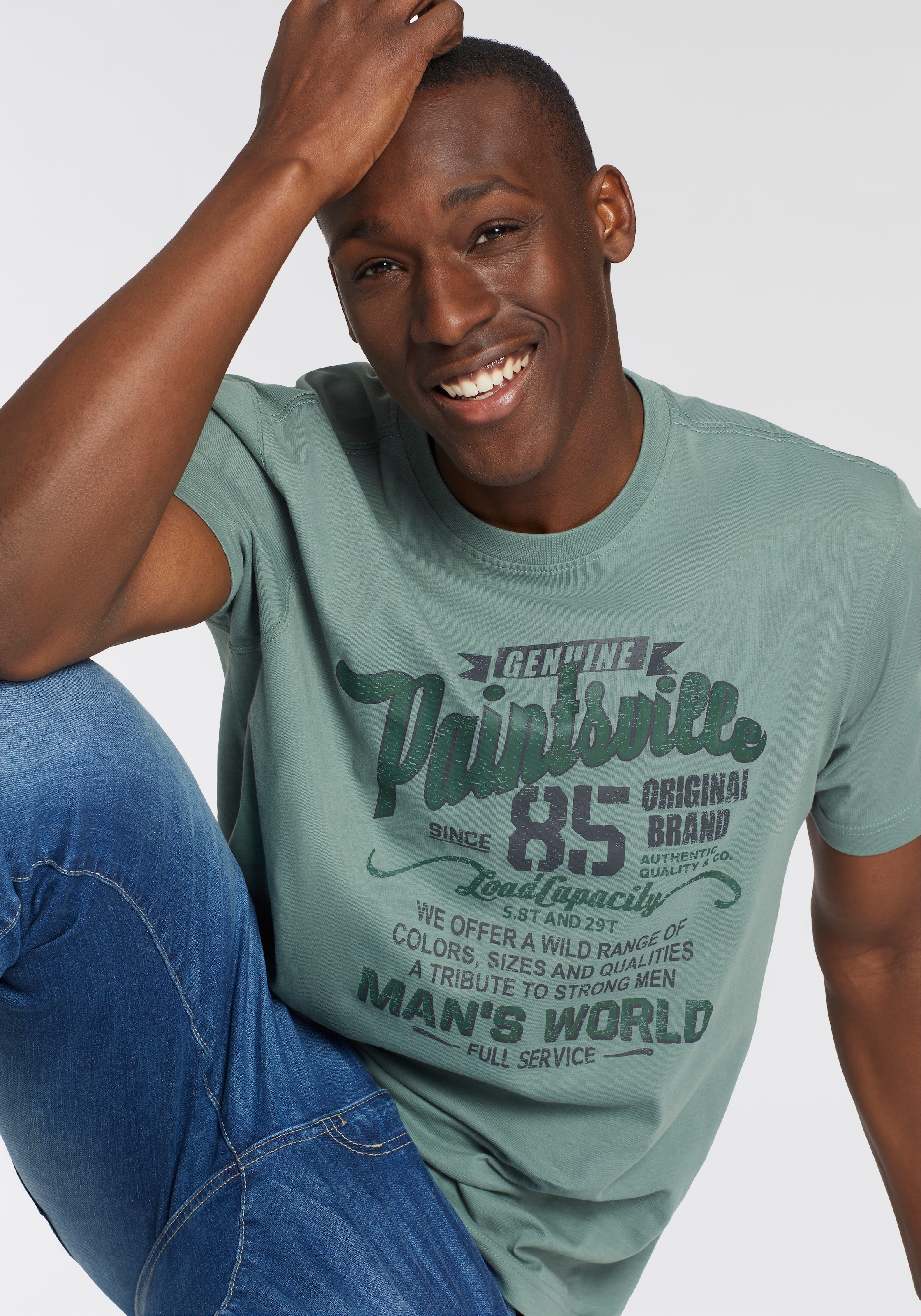 Man's World T-Shirt, Kurzarm, mit stylischem Print, Rundhalsausschnitt, aus Baumwolle