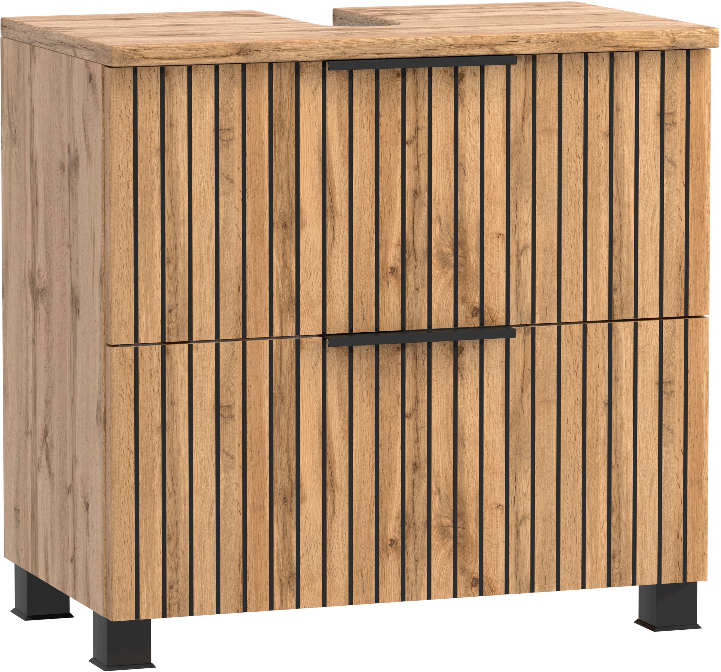 welltime Badezimmer-Set »Welltime Möbel, Carlton Unterbecken-Set 2teilig, 60 cm, gestreift«, (2 St.)