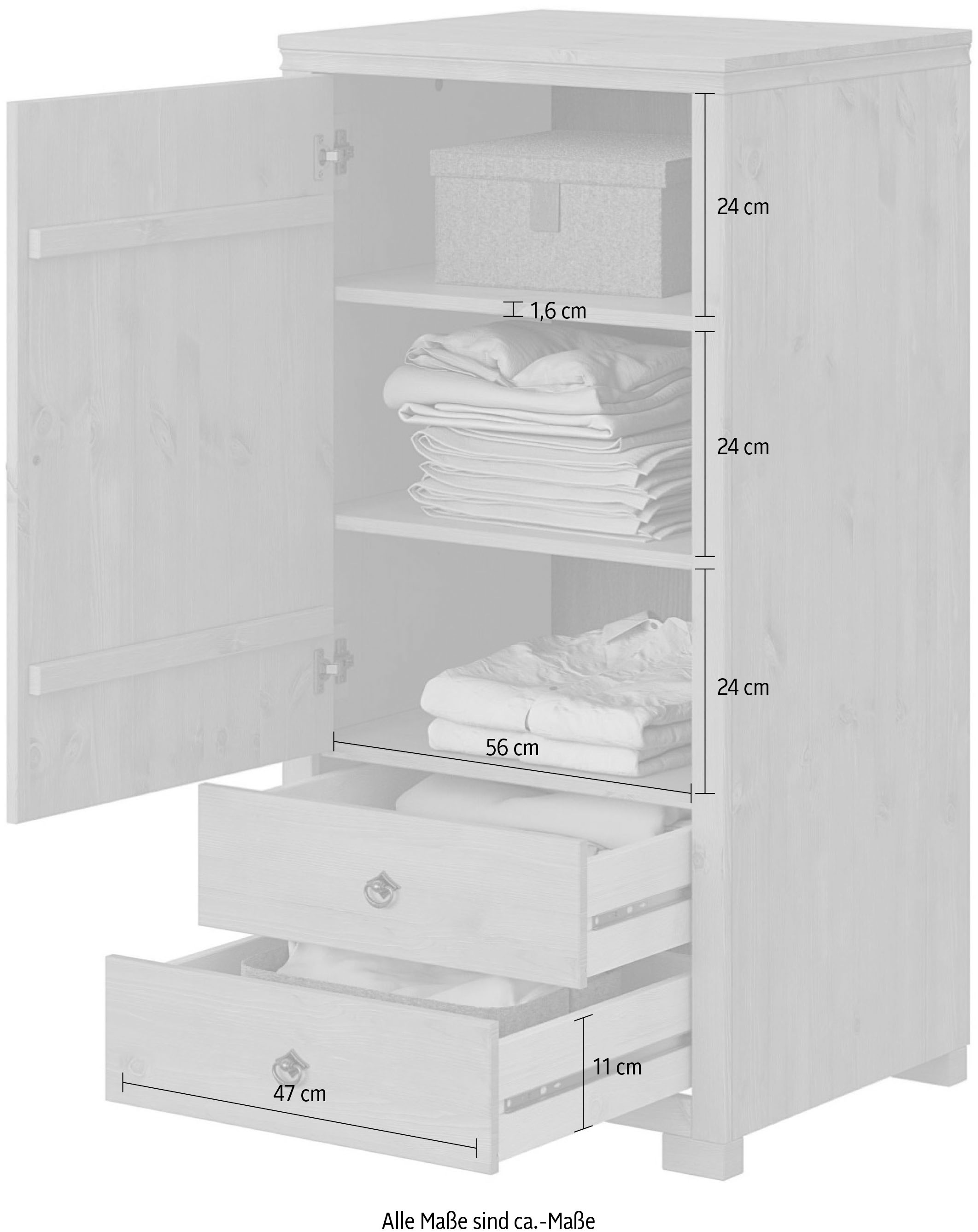 OTTO home Wäscheschrank »Gotland, Schrankmodulsystem, einzeln oder mit der Serie kombinierbar« massive Kiefer, variabel einsetzbar, auch für Dachschrägen