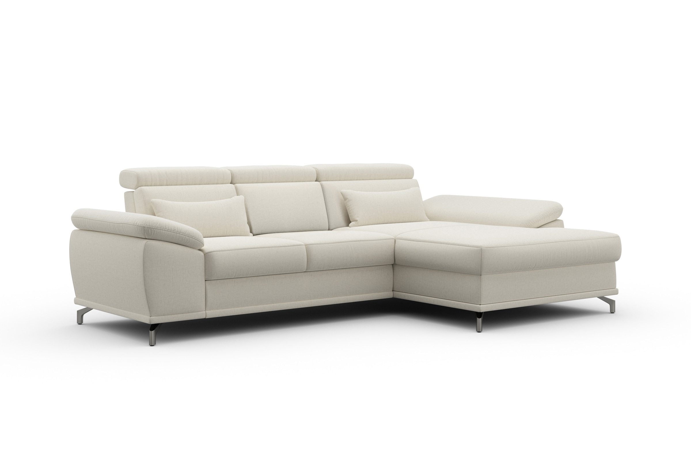 sit&more Ecksofa »Cabrio L-Form, B: 295 cm, mit Sitztiefen-, Arm- & Kopfteilverstellung«, 2 Nierenkissen, Federkern, optional Bettfunktion und Stauraum