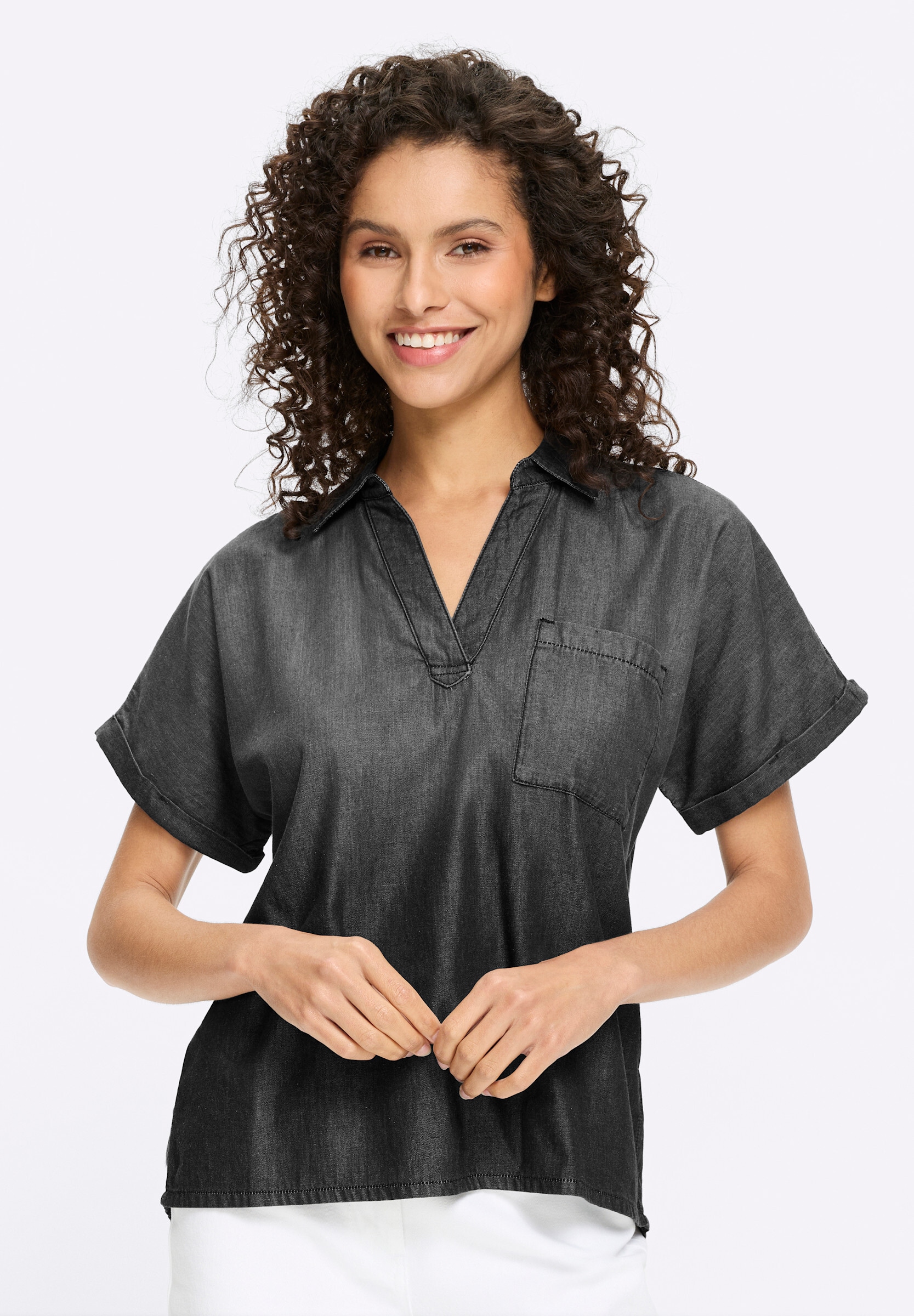 heine Schlupfbluse »Jeansbluse Jeansbluse mit Rückenfalte«
