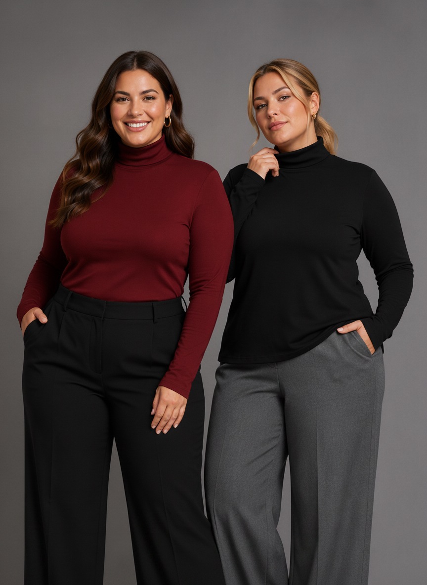 Laura Scott CURVE Rollkragenshirt »im Sparset, aus weichem Rippenmaterial« figurbetonte Passform, hüftbedeckende Länge, aus Viskosemischung