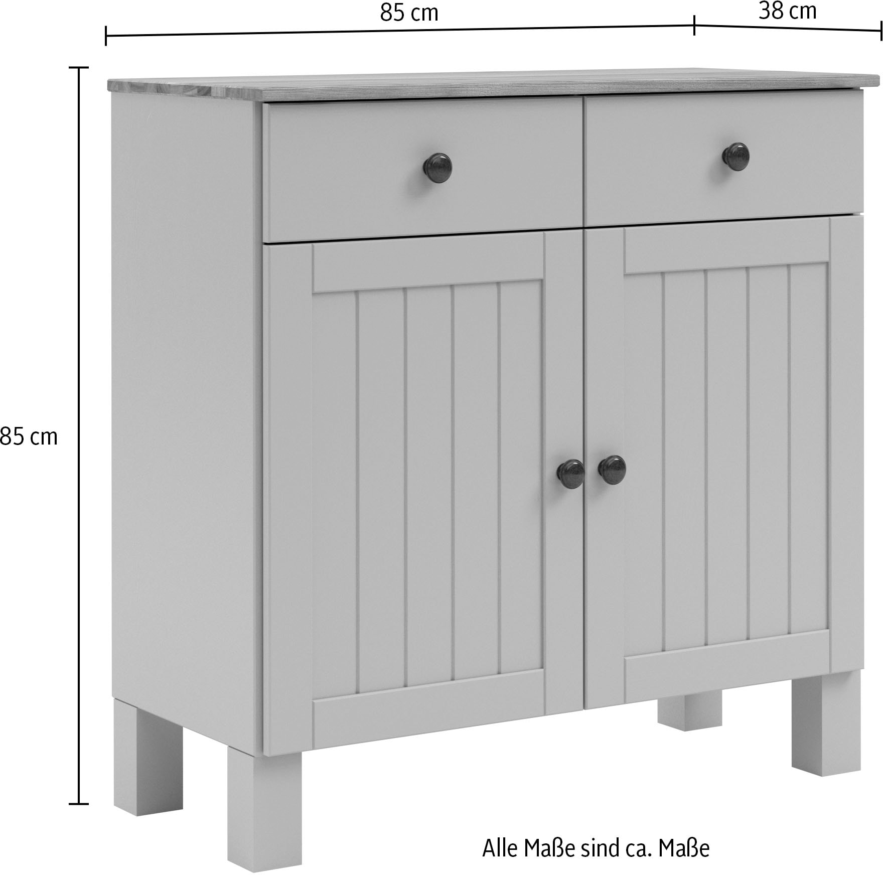 Home affaire Anrichte »Alby2«, Mit 2 Türen, 2 Schubkästen und Metallgriffe, Breite 85 cm