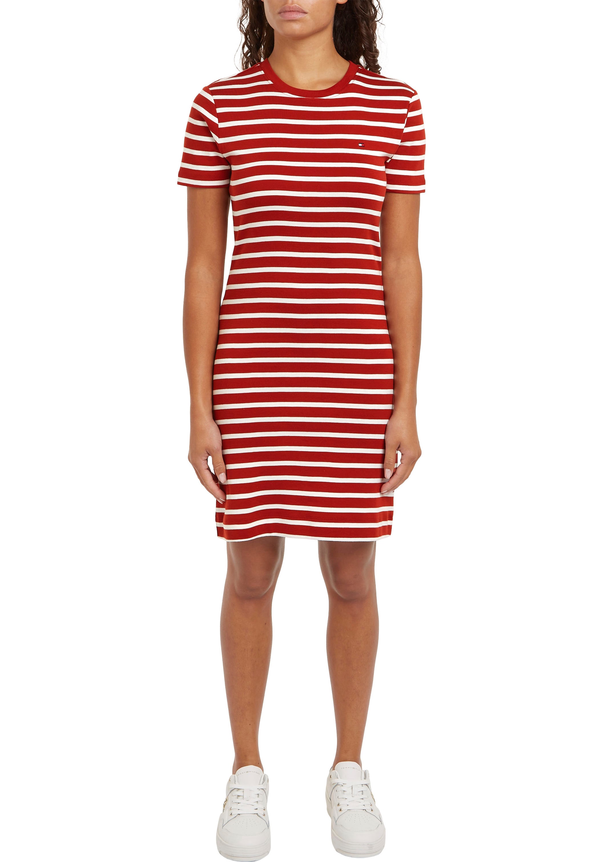 Tommy Hilfiger Shirtkleid »NEW CODY STR SLIM SHORT DRS SS«, mit allover Streifendessin, Logo-Flag