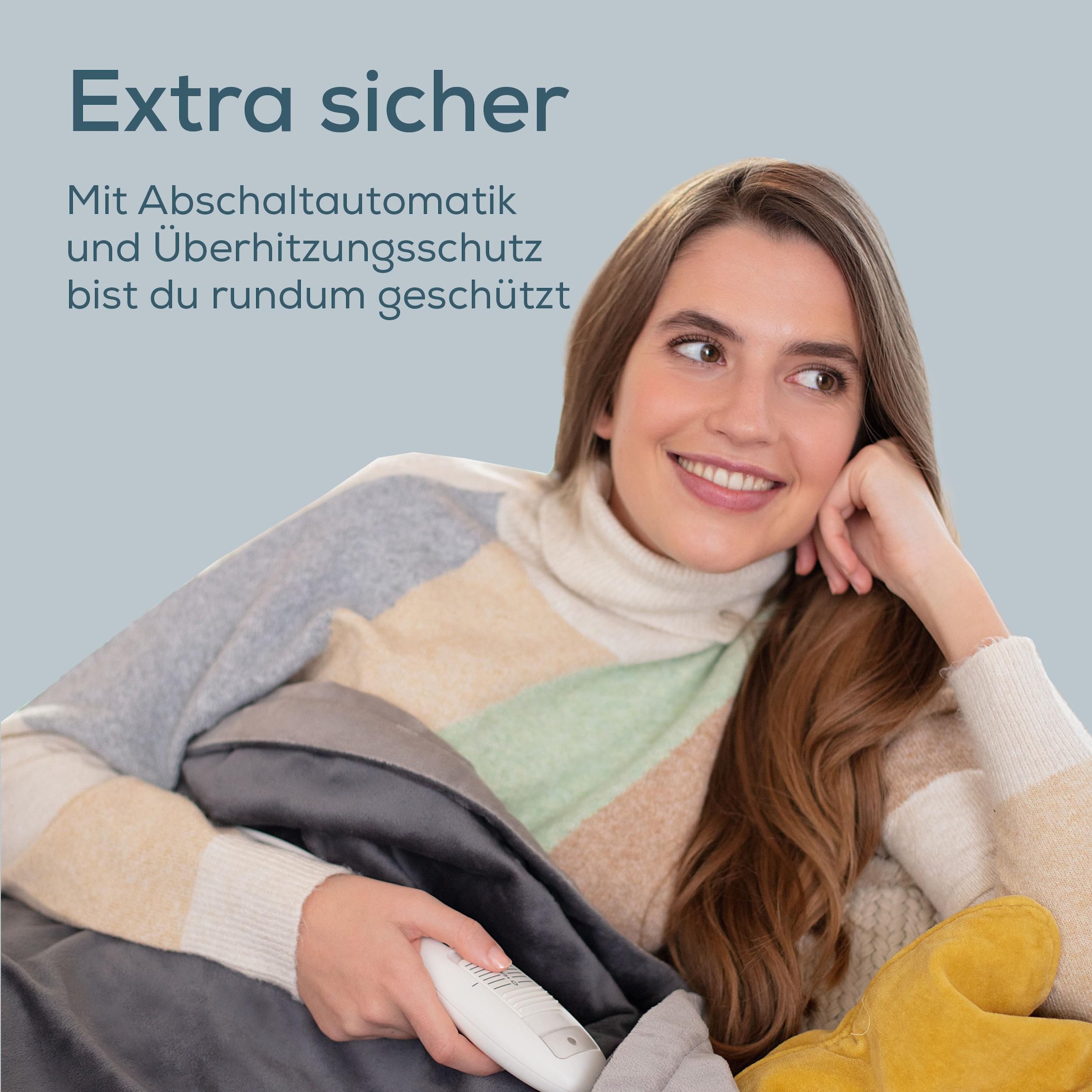 BEURER Heizdecke »HD 75 Cosy Dark-Grey, elektrische Wärmedecke zum Einkuscheln« Mit 6 Temperaturstufen, Abschaltautomatik, maschinenwaschbar
