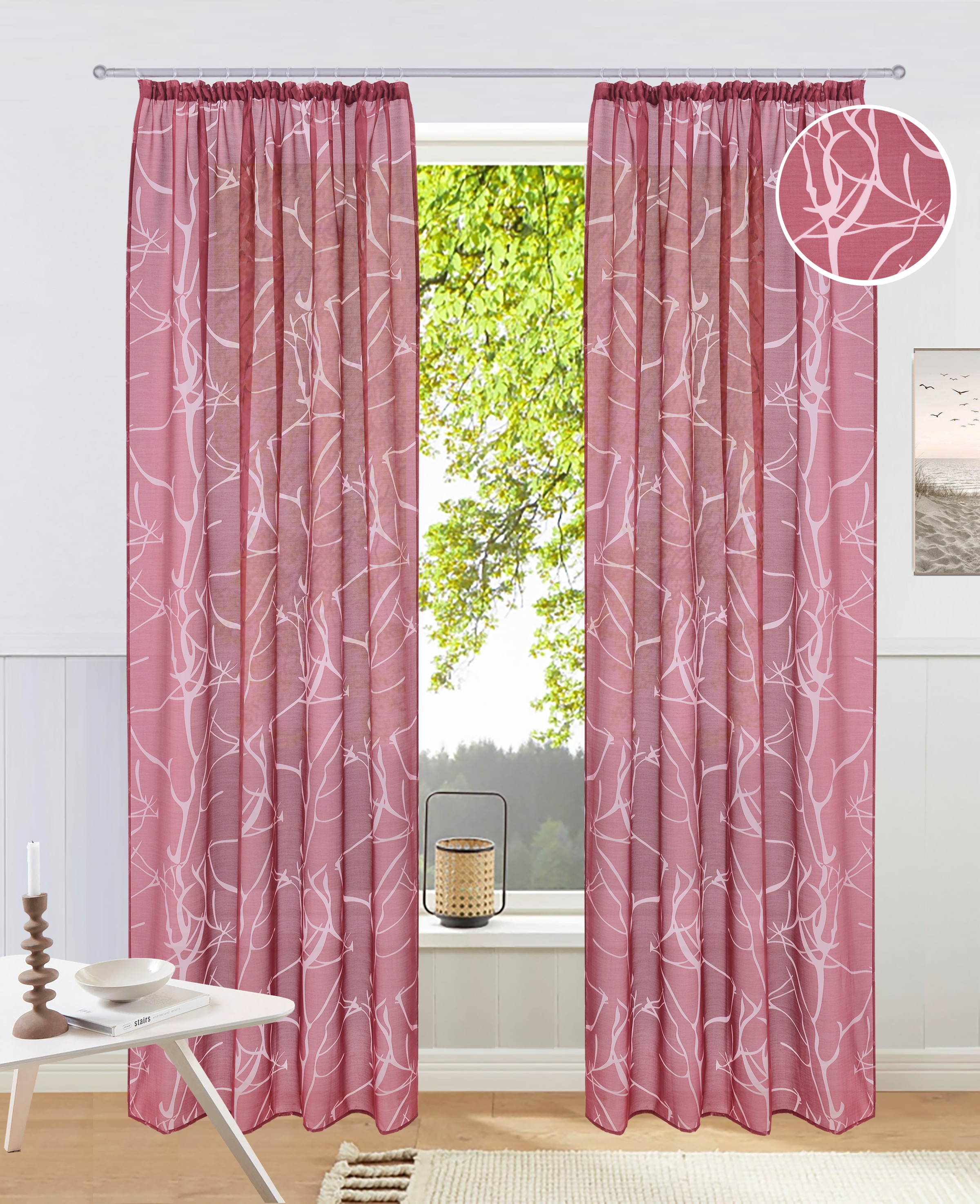 my home Gardine »Anna«, (1 St.), Viskose, Polyester, Äste-Motiv