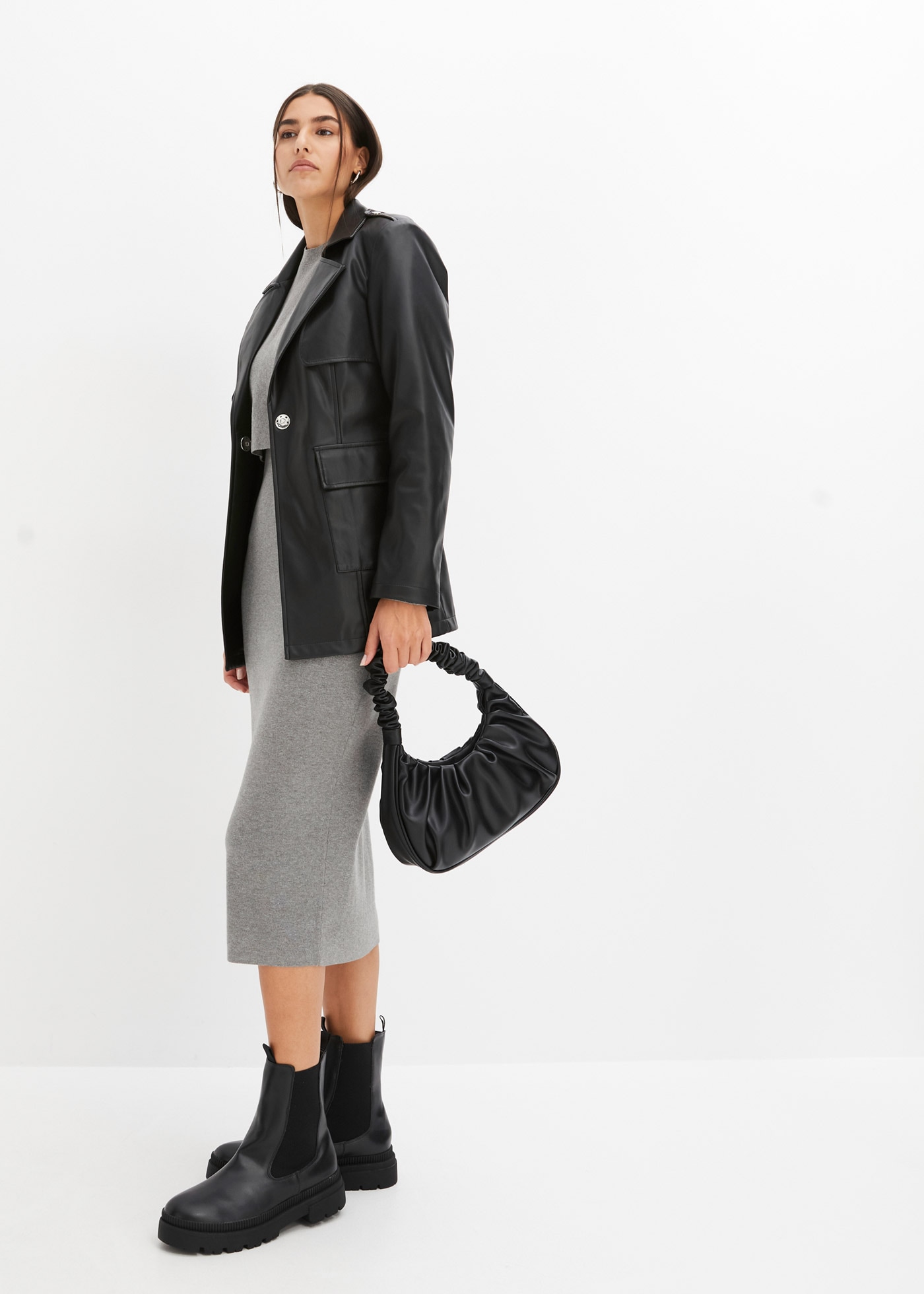 bonprix Strickkleid Set, 2 tlg. für Frühjahr und Sommer, aus Viskose-Mischung, lässige Passform