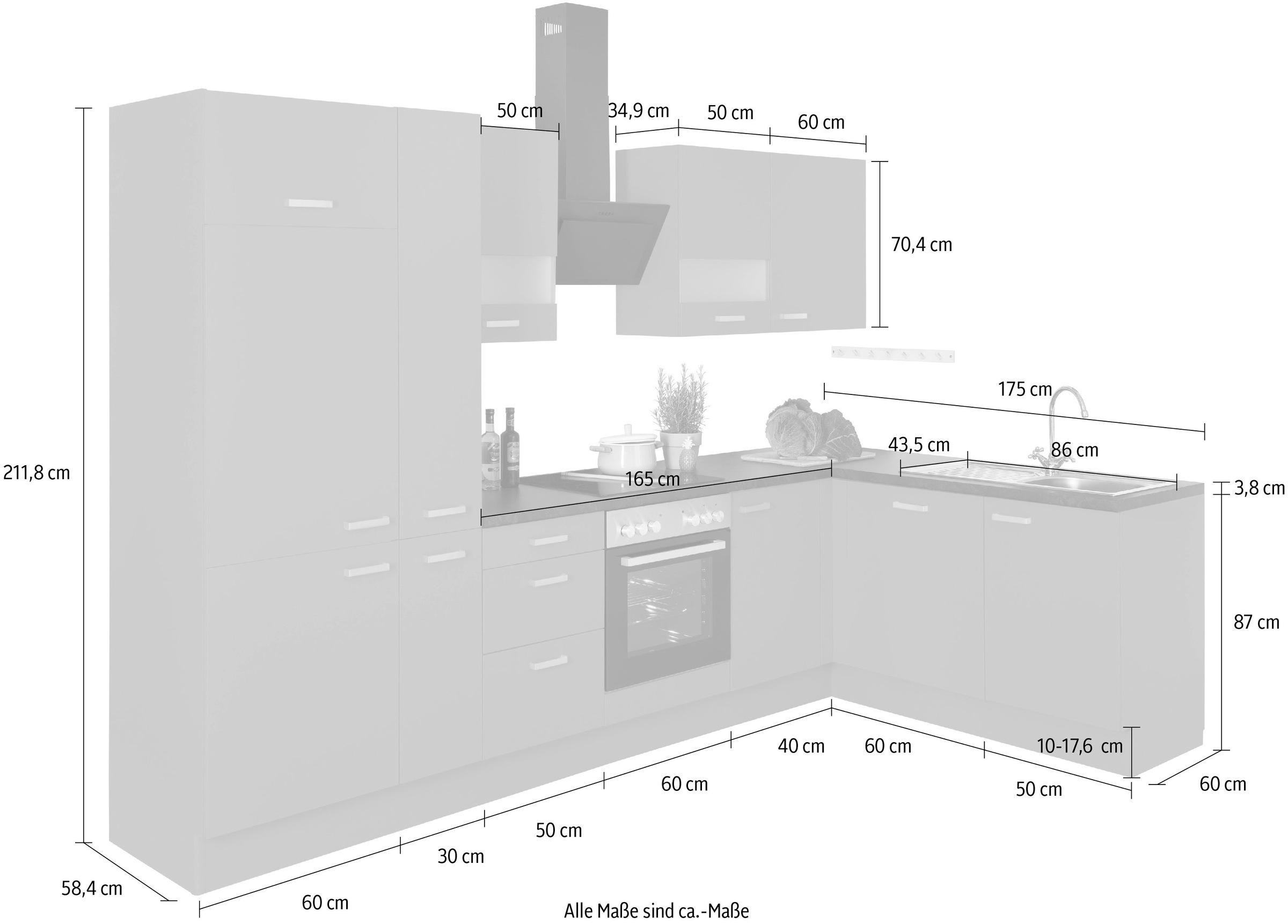 OPTIFIT Winkelküche »Parma«, ohne E-Geräte, Stellbreite 315 x 175 cm