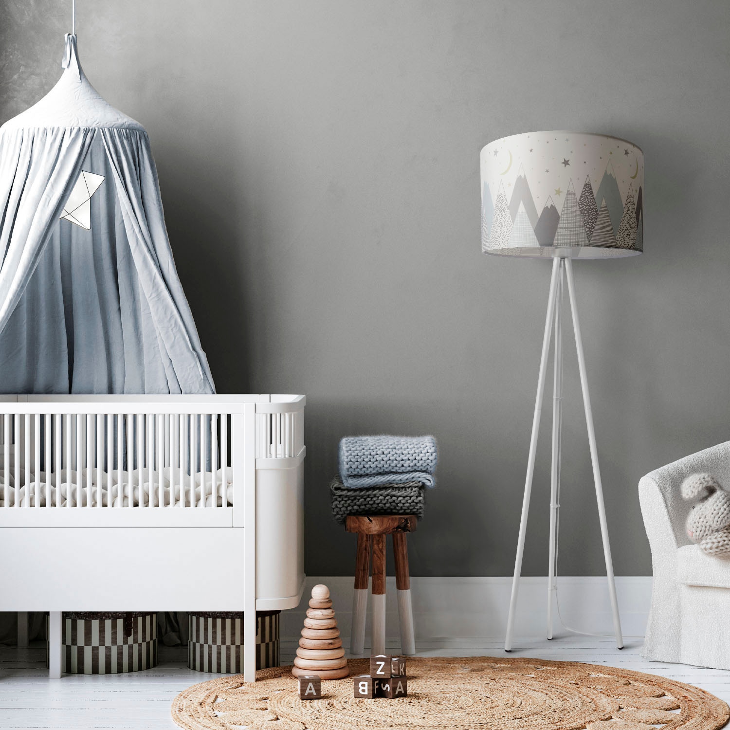 Sterne Stoffschirm online Stehlampe OTTO Stehlampe bei Kinderzimmer »Trina Stativ Cosmo«, Dreibein Paco Home Mond bestellen Baby