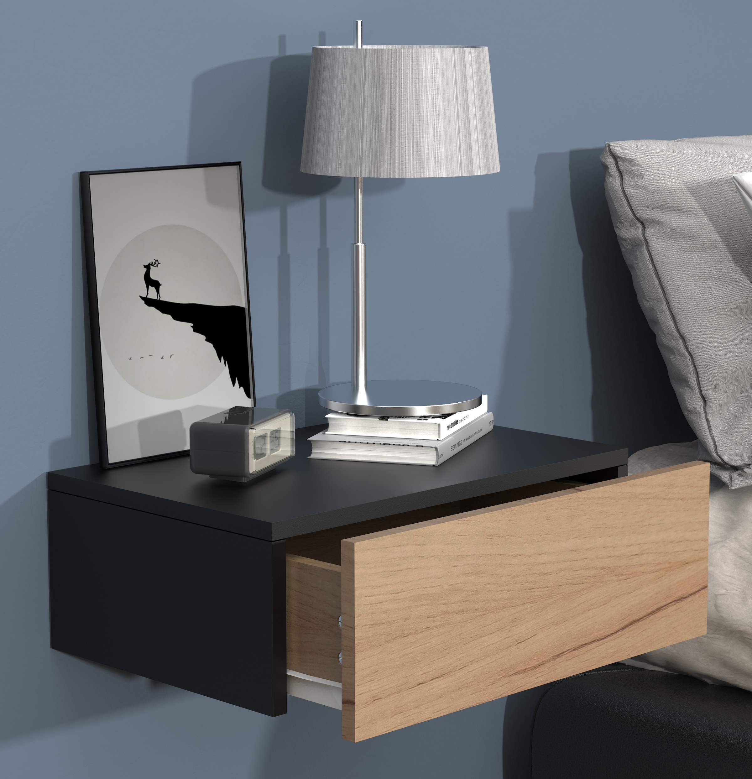 VCM Nachtkonsole »VCM Nachtschrank | Wandschublade | Wandboard | Nachttisch | Maße ca. H. 15 x B. 45 x T. 30 cm - Usal M 45 cm«, (VCM Usal)