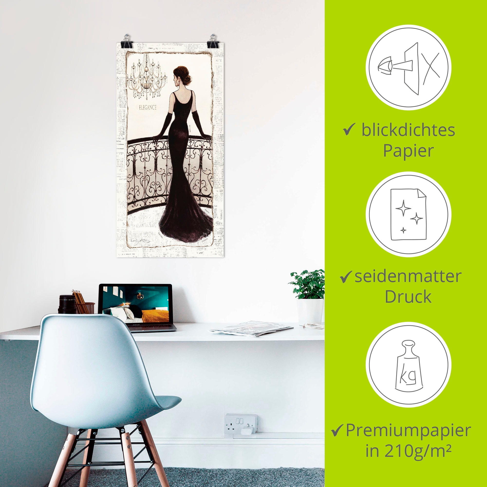 Artland Wandbild »Die schöne in Schwarz« Frau 1 Stk. tlg. als Leinwandbild, Poster in verschied. Größen