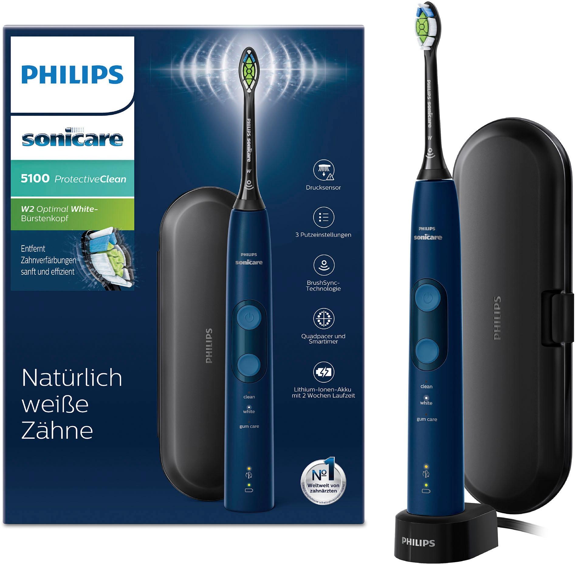 Philips Sonicare Schallzahnbürste »Sonicare HX6851/53«, 1 St. Aufsteckbürsten, ProtectiveClean 5100 mit Andruckkontrolle