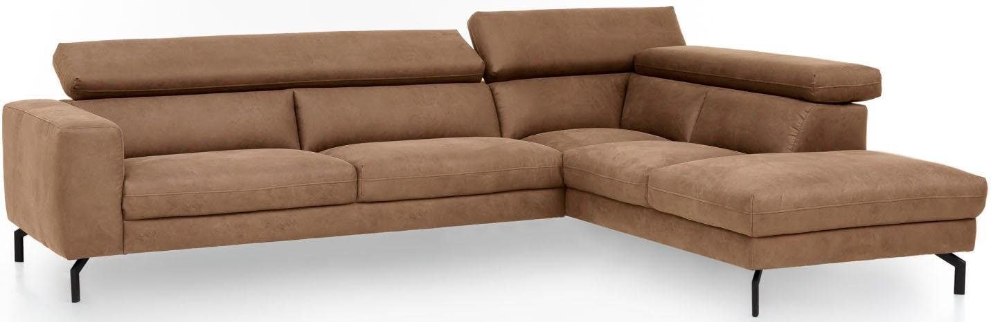 Places of Style Ecksofa »Olanta, modern und bequem, Breite 305cm, Fuß 16cm hoch, L-Form«, mit verstellbaren Kopfstützen