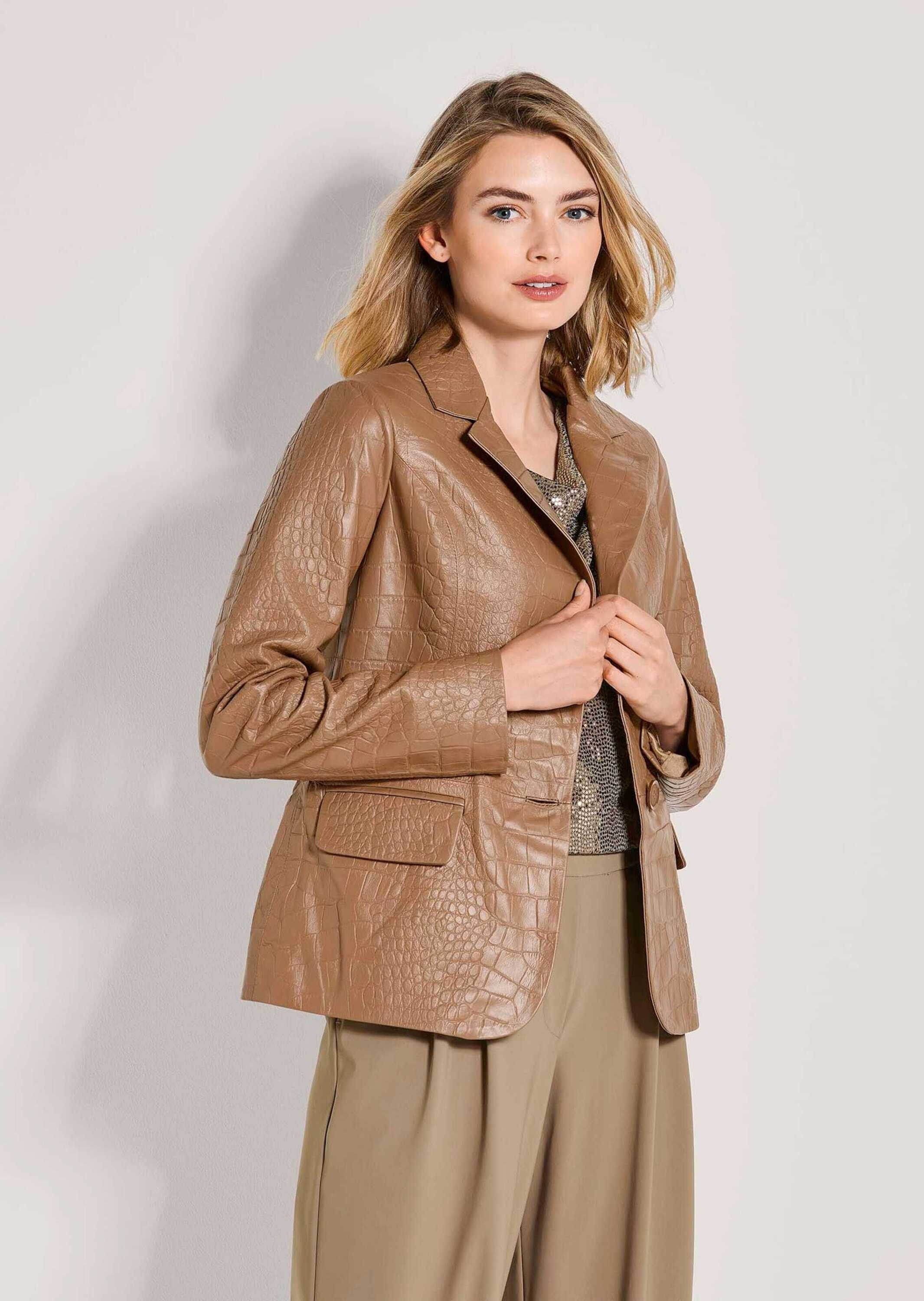 MADELEINE Jeansjacke »Lederblazer Lammnappa-Blazer mit Kroko-Prägung« geprägtes Leder