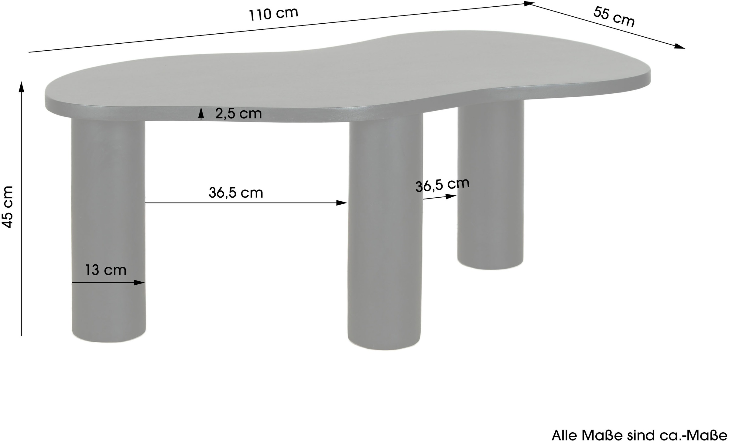 byLIVING Couchtisch »ETHAN« Tischplatte und Gestell Akazie natur oder schwarz, Tischbein: 13 cm