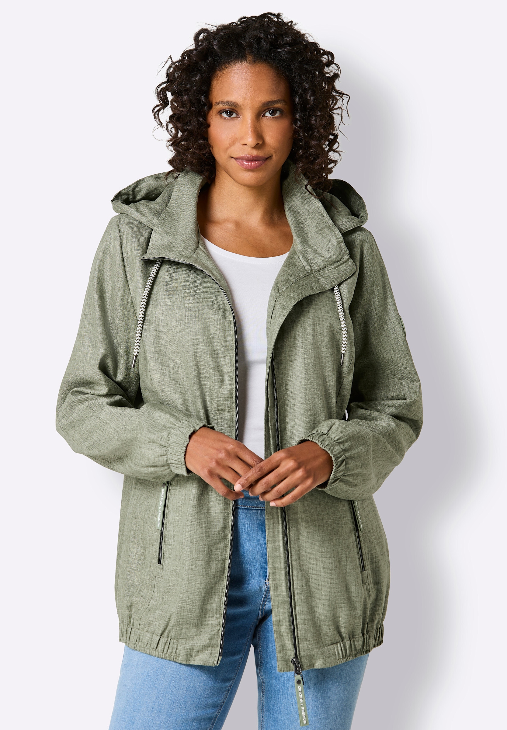 creation L Funktionsjacke »Viskose-Leinen-Jacke Jacke« mit Kapuze