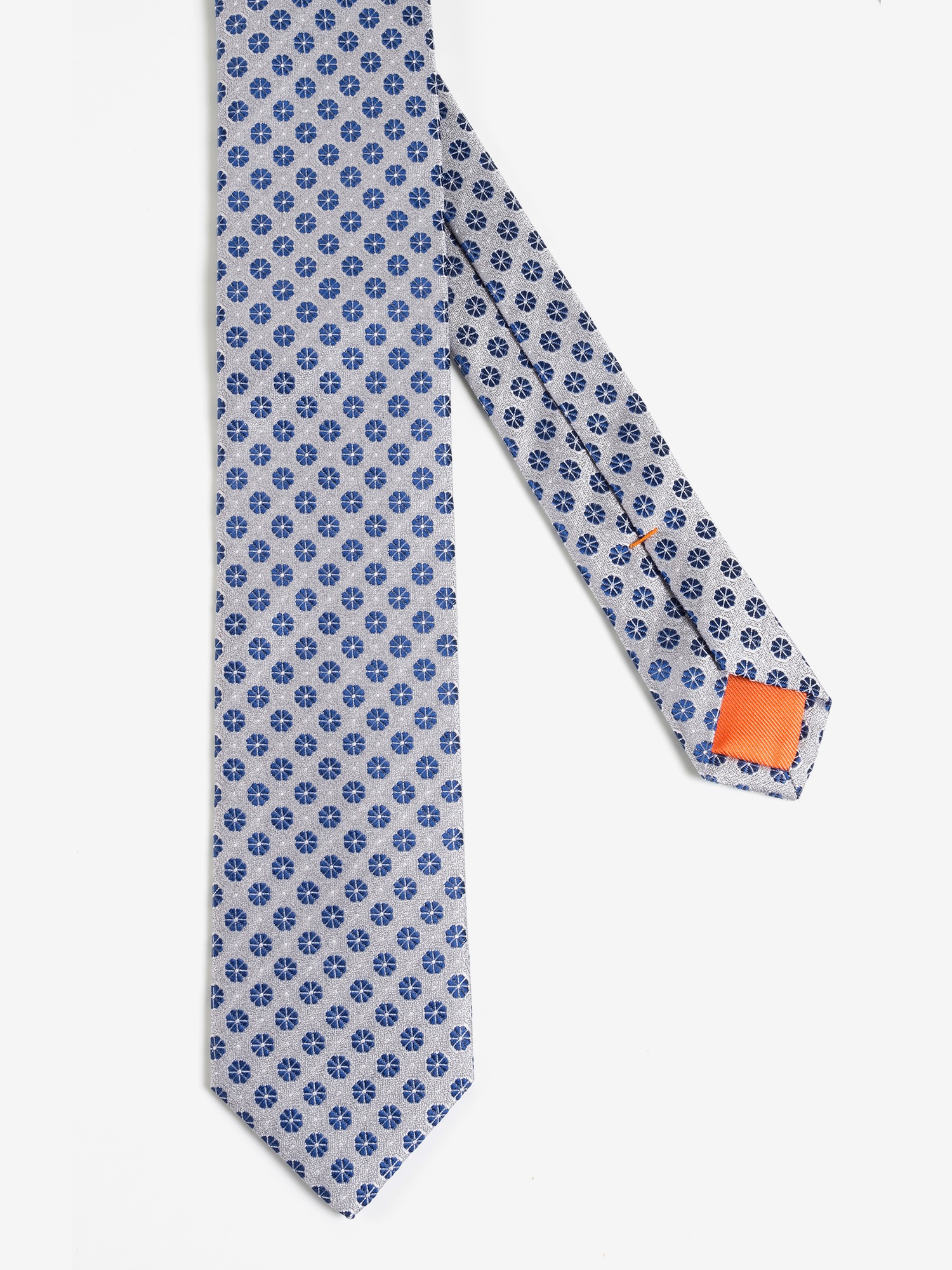 MONTI Krawatte, (1 St.), aus reiner Seide, mit blauen Ornamenten, 6,5 cm breit