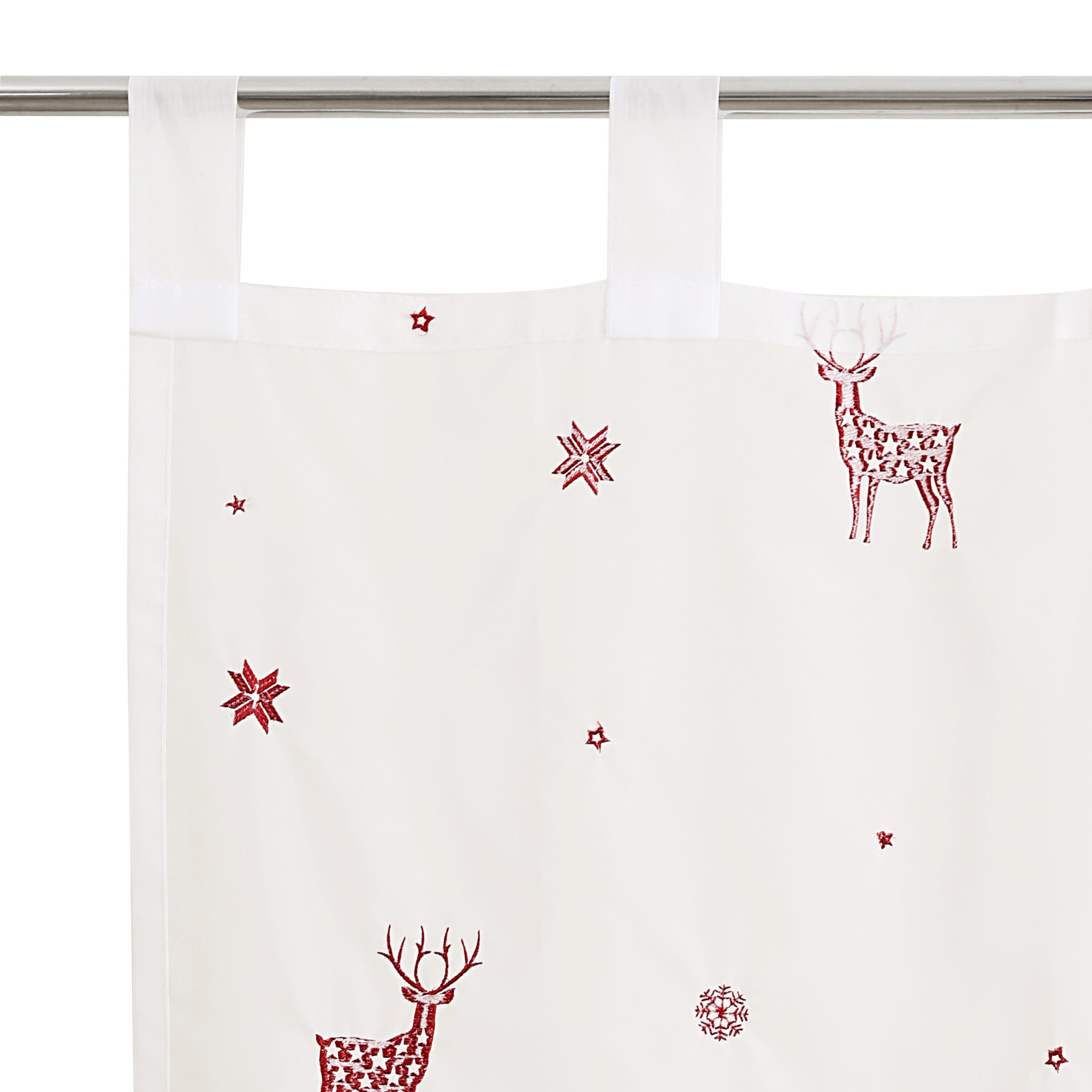 my home Gardine »Elch«, (1 St.), 1 Schal, Mit Rentieren, Sternen und Schneeflocken bestickt