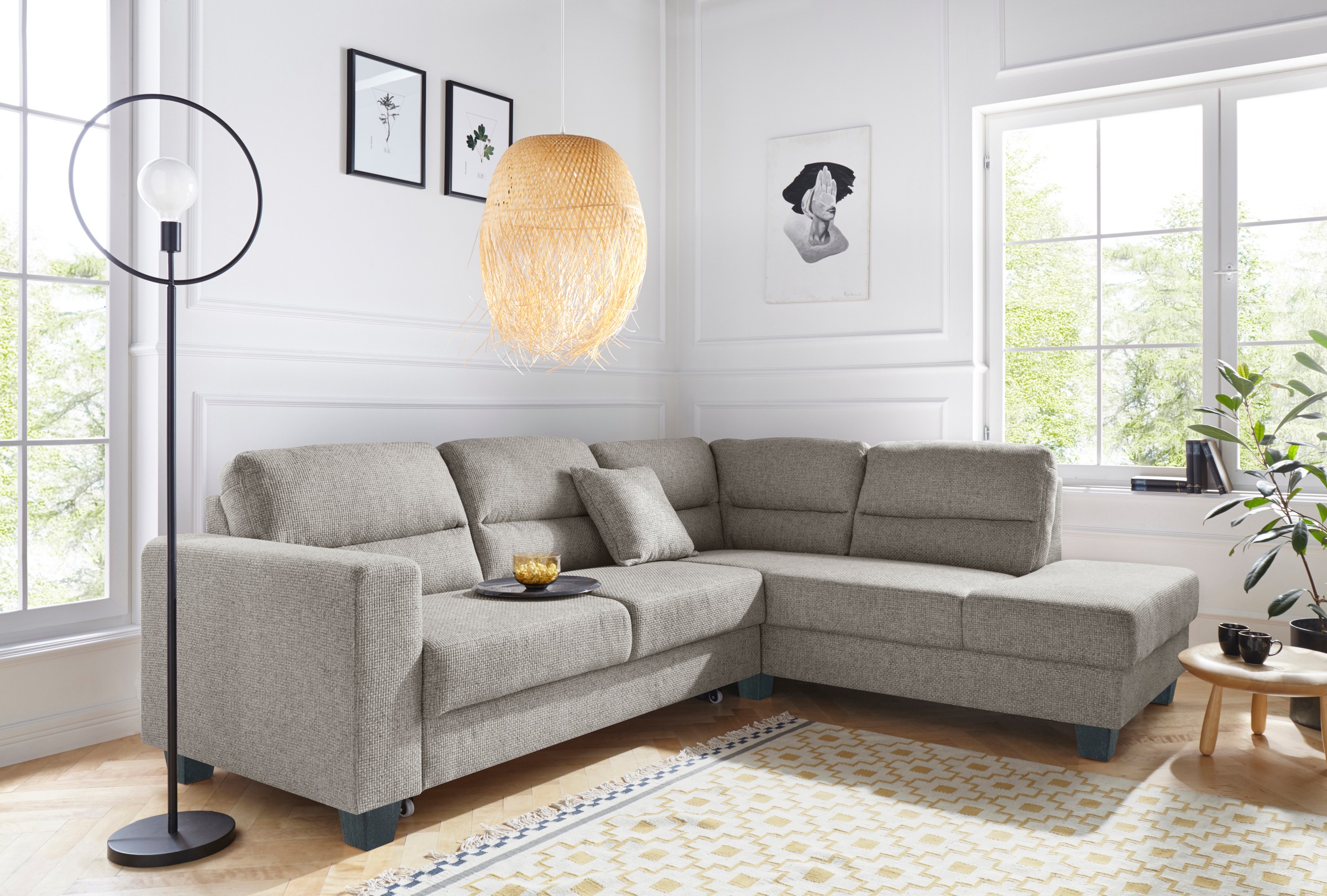 TRENDMANUFAKTUR Ecksofa »Chamber, zeitlos & elegant, bequem, L-Form«, inklusive einer Kopfstütze, wahlweise mit Schlaffunktion