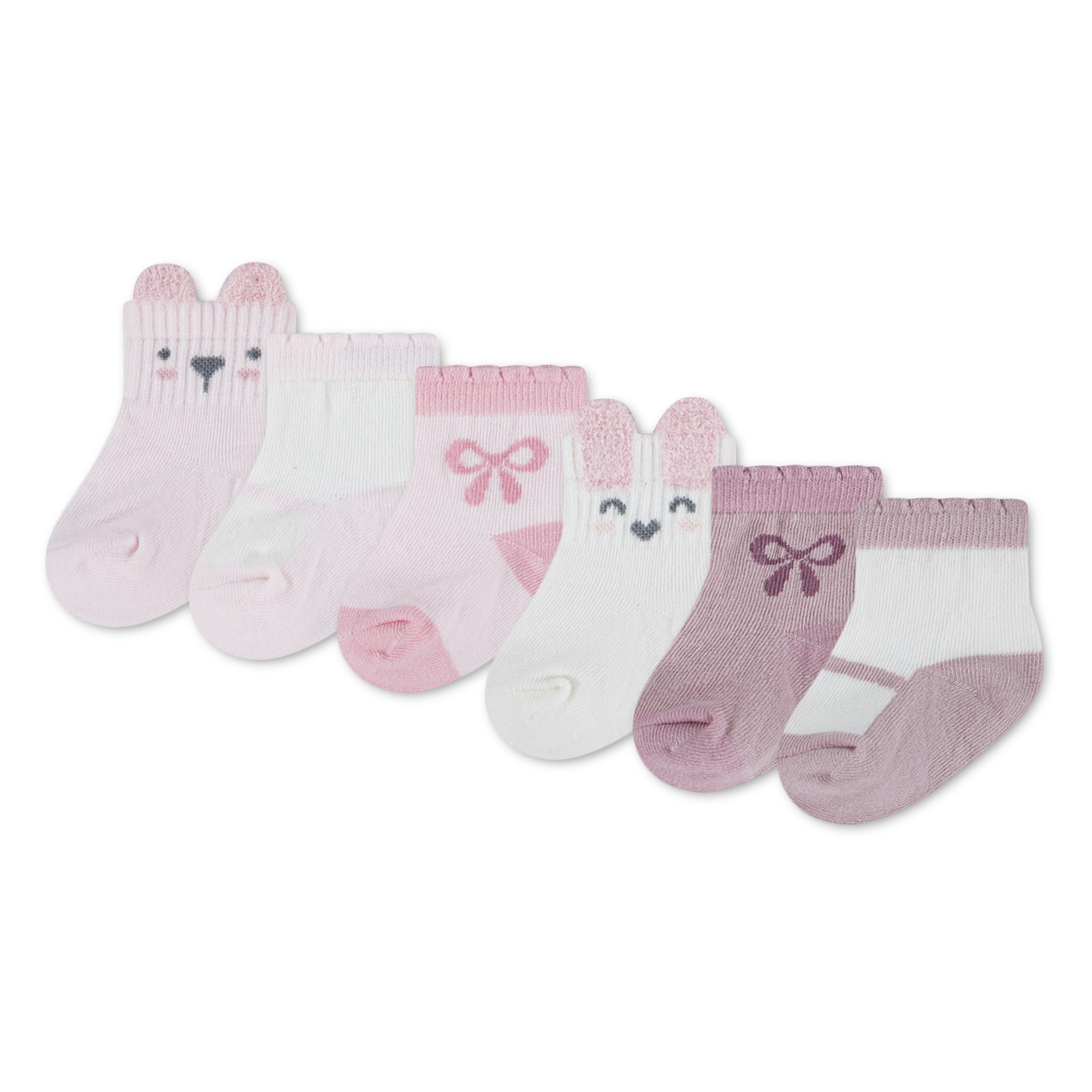 HUGGIES babywear Kurzsocken »HGHG 6PK QUARTER SOCK« Packung, 6 Paar tlg. 6er Pack Baby-Socken mit Tier-Motiven/für Girls
