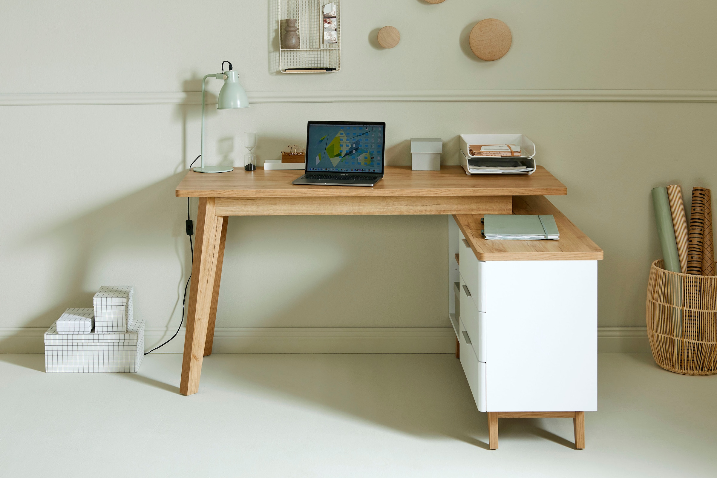 Jahnke Eckschreibtisch »LIBRE D 240 E«, (1 St.), wechselseitig montierbar, Breite ca. 140 cm