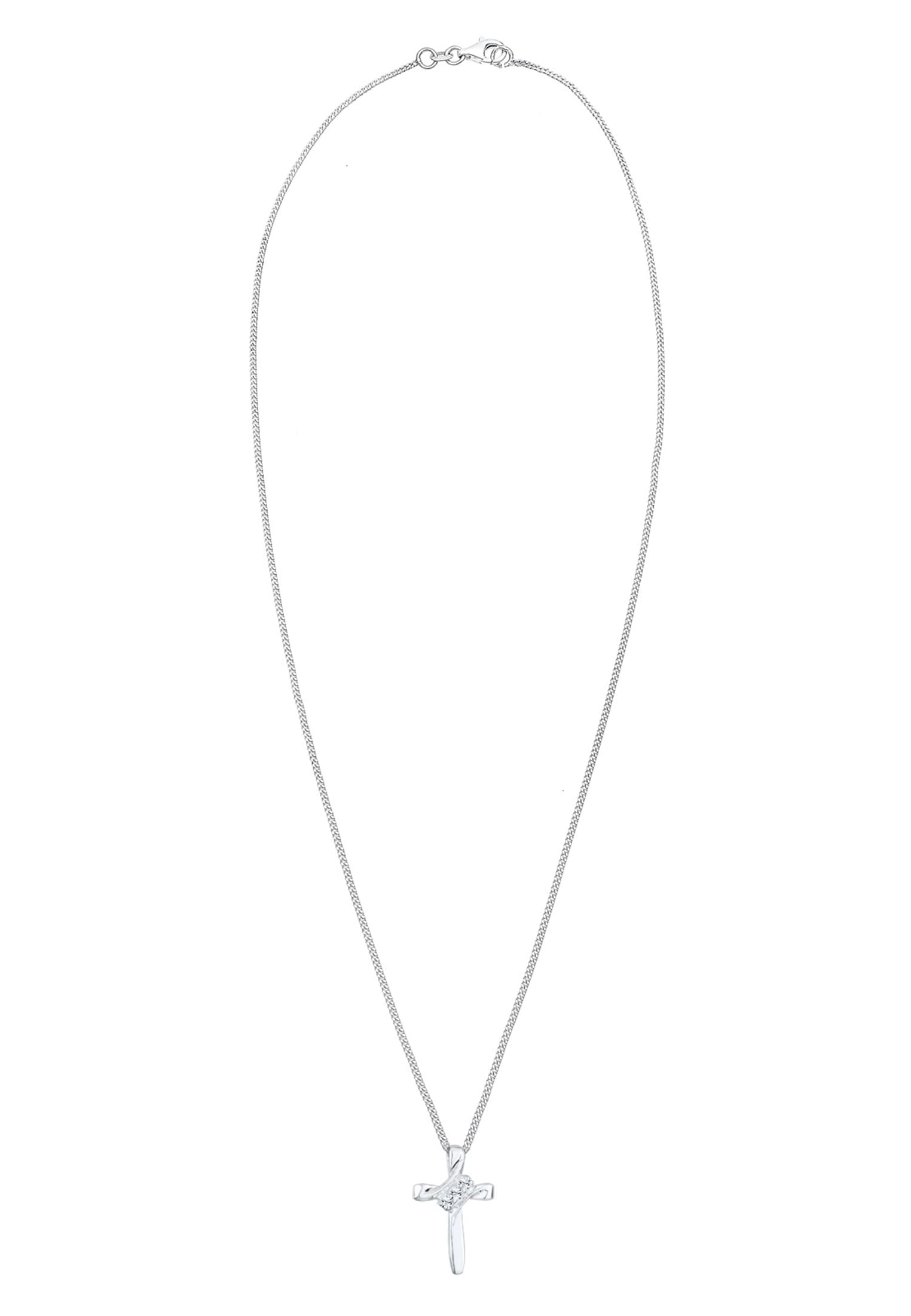 Elli Silberkette »Halskette Kreuz Modern mit Kristalle 925 Silber«