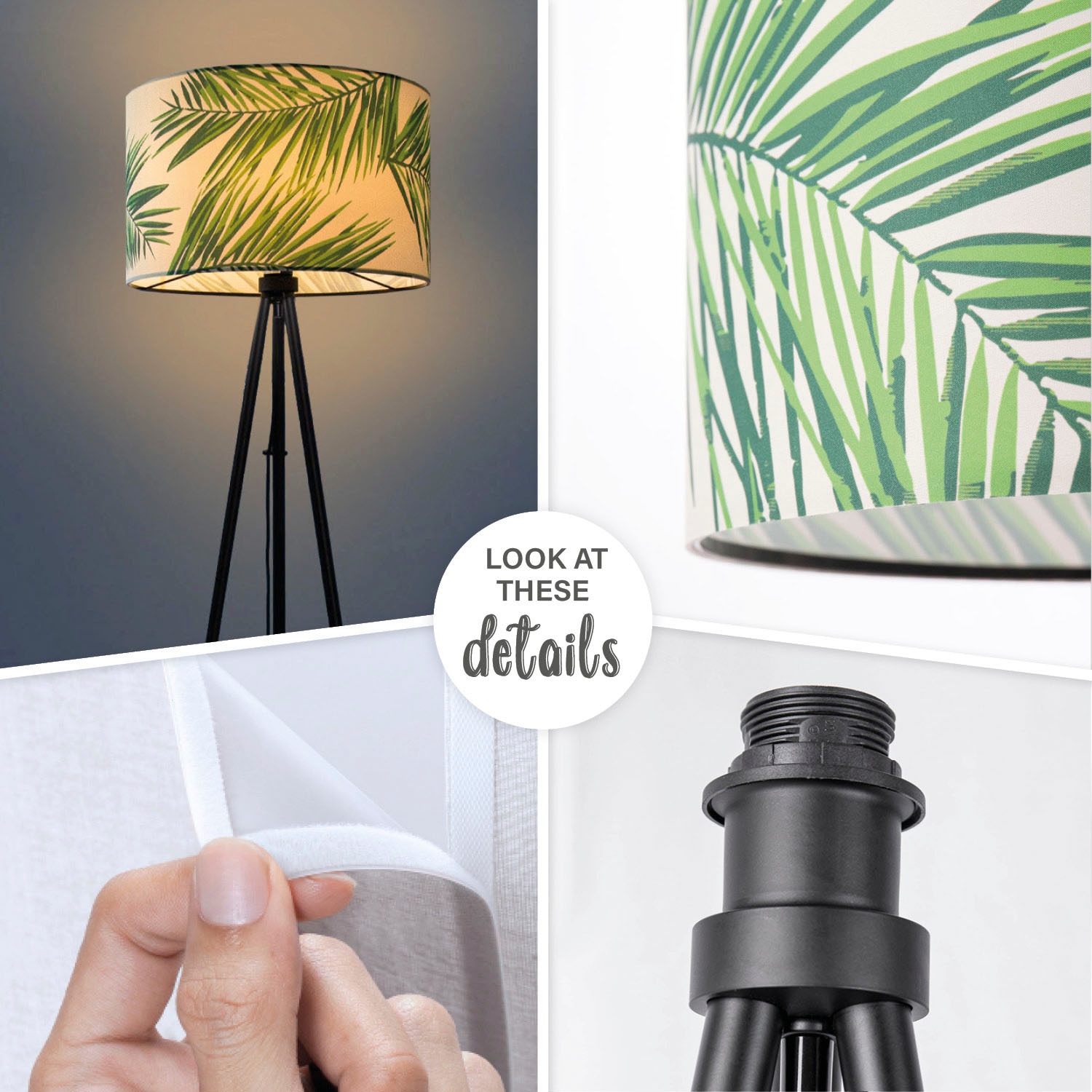 Paco Home Stehlampe »Trina Ostende« E27 Lampenschirm  Wohnzimmer Stativ Lampe Büro Kinderzimmer Jungle Palme