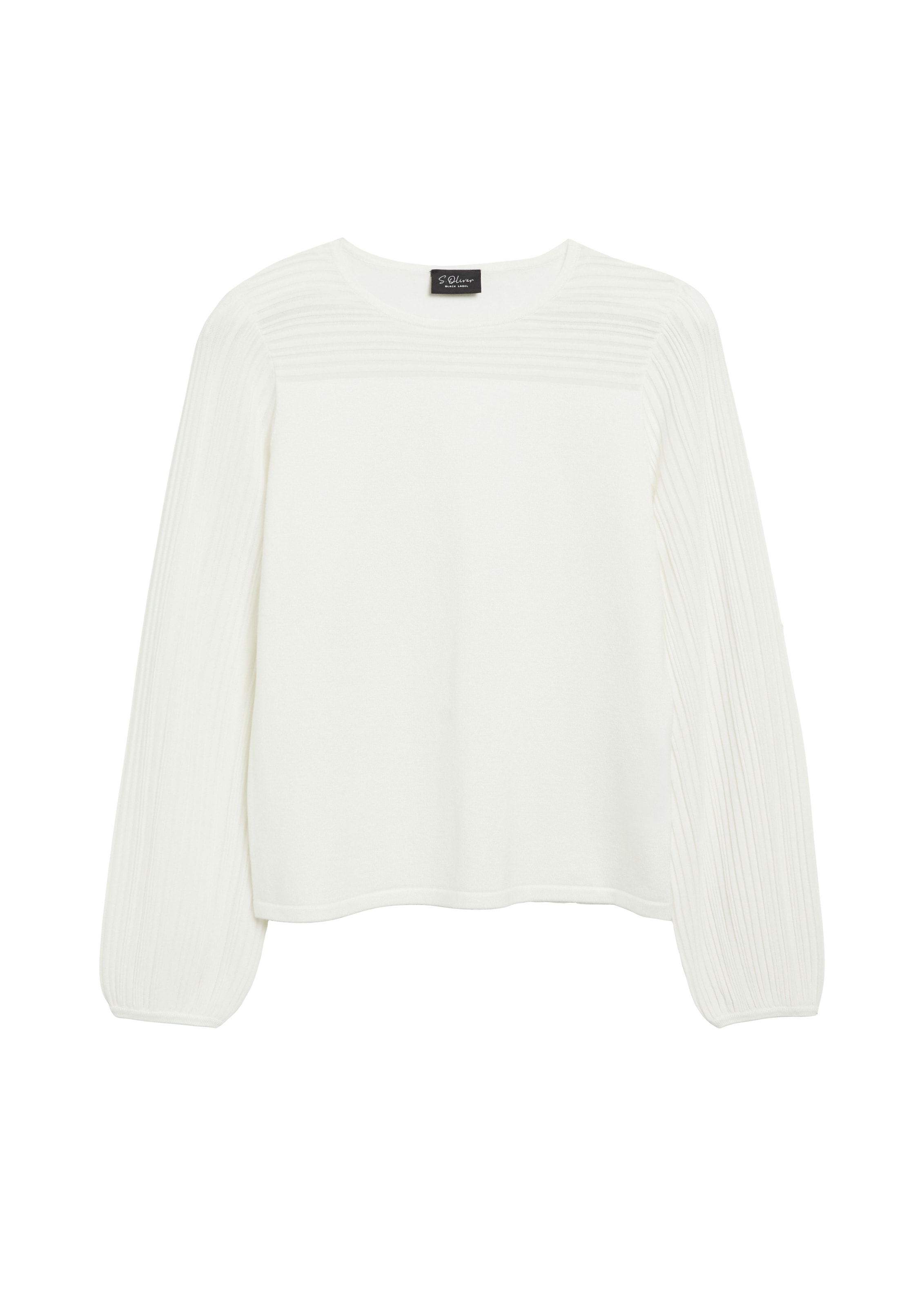 s.Oliver BLACK LABEL Strickpullover Rippenstruktur an Ärmeln und Schulterpartie / Viskose