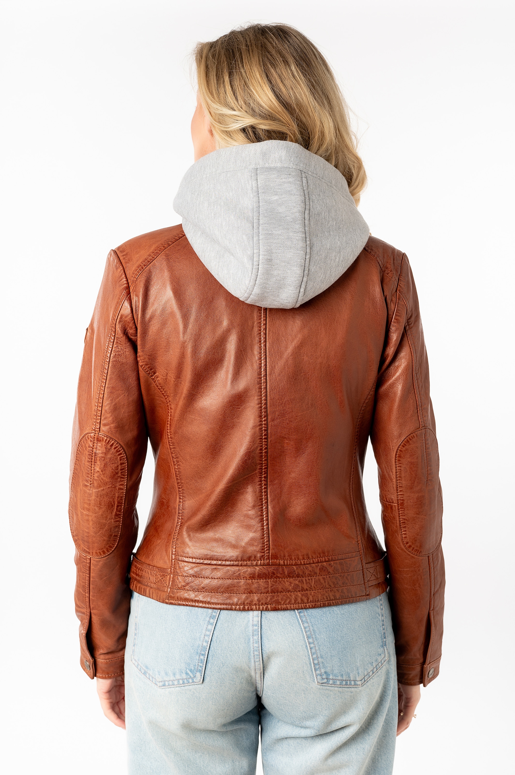 Mauritius Lederjacke »MWAleni«, mit Kapuze, mit Jerseykapuze und Stehkragen