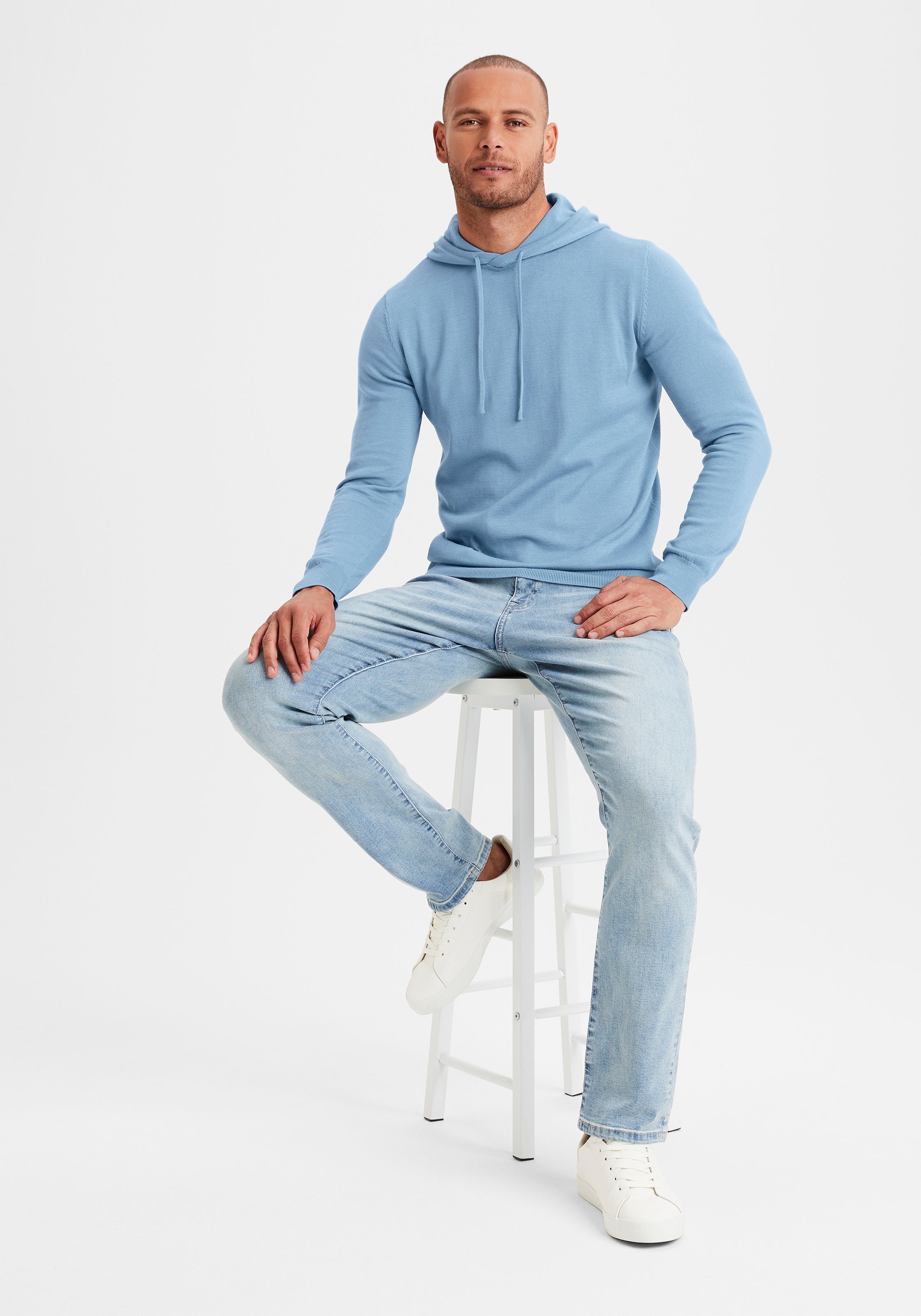 H.I.S Hoodie », Strickpullover mit Kapuze«, Feinstrick aus pflegeleichter Baumwollmischung