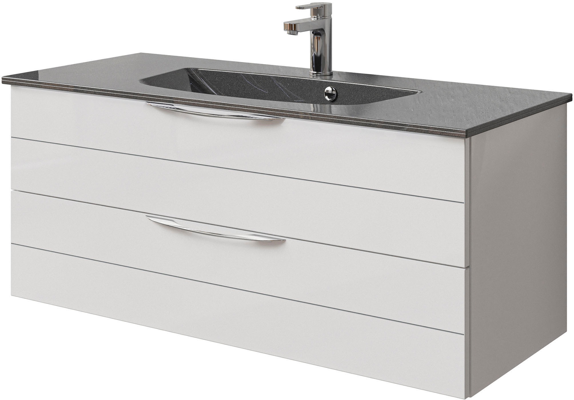 Saphir Waschtisch »Serie 6025 Mineralmarmor-Waschtisch mit Unterschrank, 117 cm breit«, Waschplatz mit 2 Schubladen, hängend, verschiedene Ausführungen