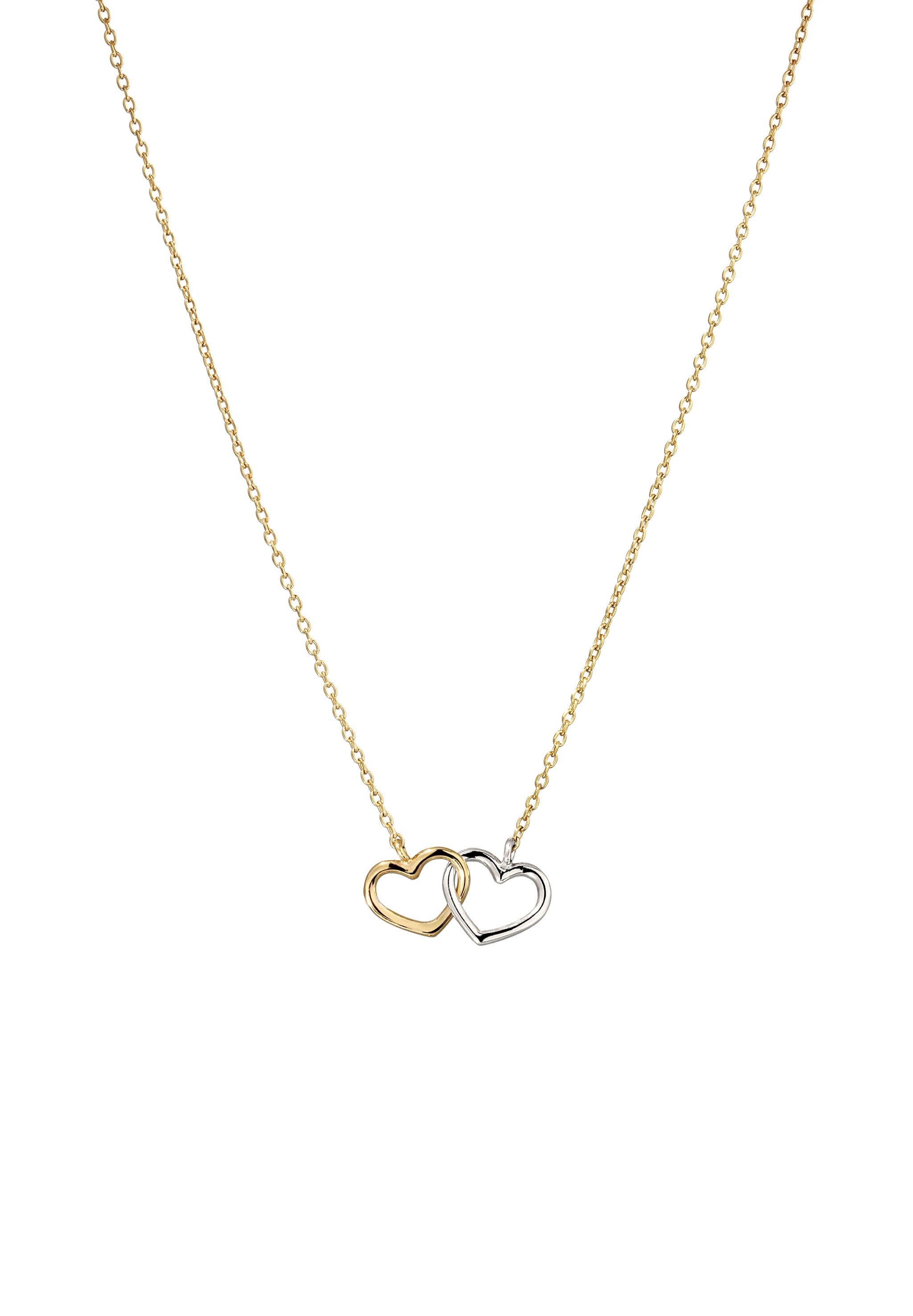 Elli Kette mit Anhänger »Halskette Herz Bicolor 925 Sterling Silber vergoldet«