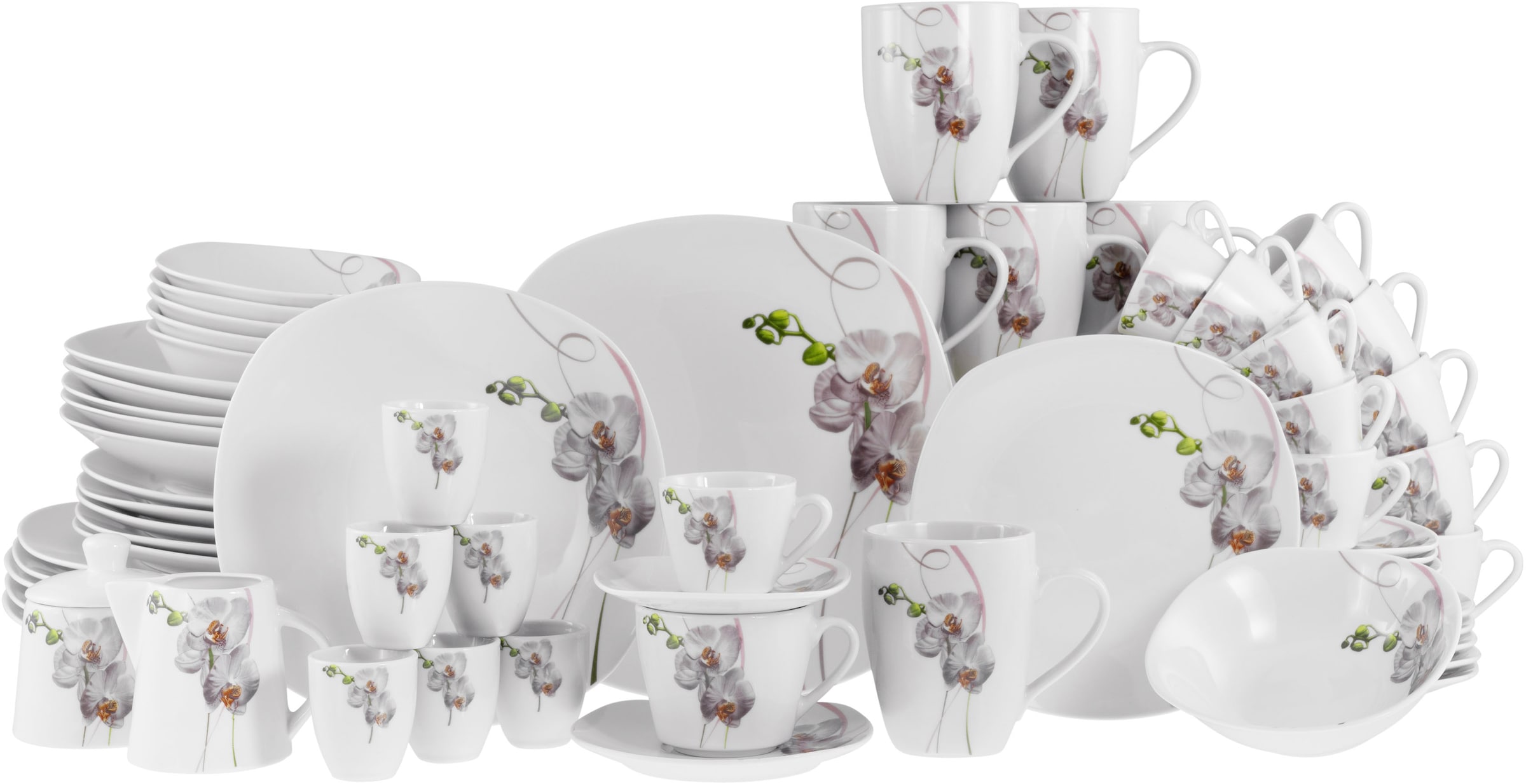 CreaTable Kombiservice »Square Orchidee, Kombi-Service 62-tlg« Fotorealistische Darstellung