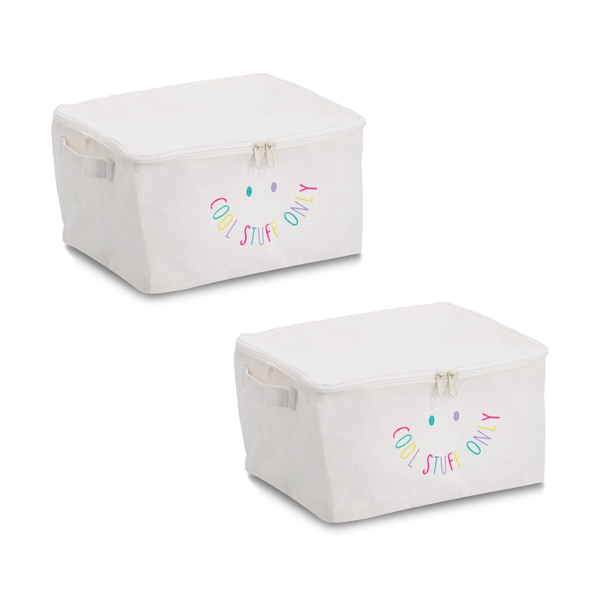 Zeller Present Aufbewahrungsbox »Aufbewahrungsbox, Polyester/Baumwolle, creme« mit Reißverschluss "Cool Stuff", 2er Set, ca. 30x24x15 cm