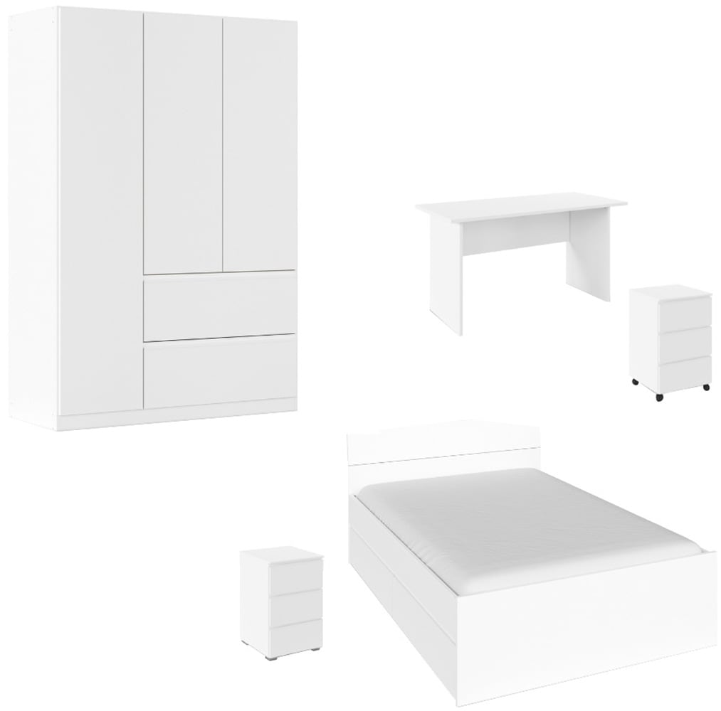 rauch Jugendzimmer-Set »Komplettzimmer Schlafzimmer-Set (5-St.) Jugendzimmer-Set JOEL« Set, 5 Stk. tlg. Bett 2 Breiten,Nachttisch,Tisch,Rollcontainer,Schrank MADE IN GERMANY